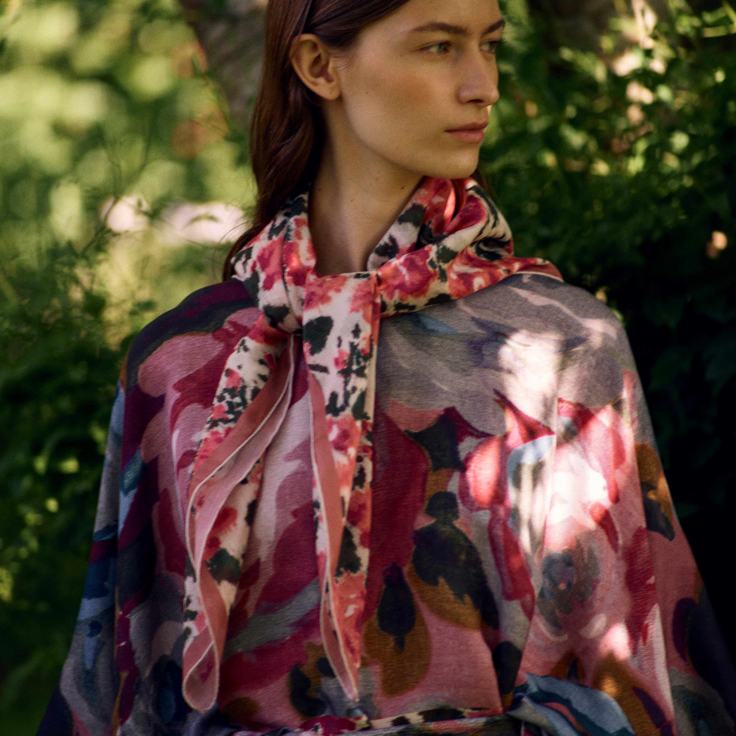 Tapis Noir Alexandra Silk Dress - Pink & Blue Dress Blue