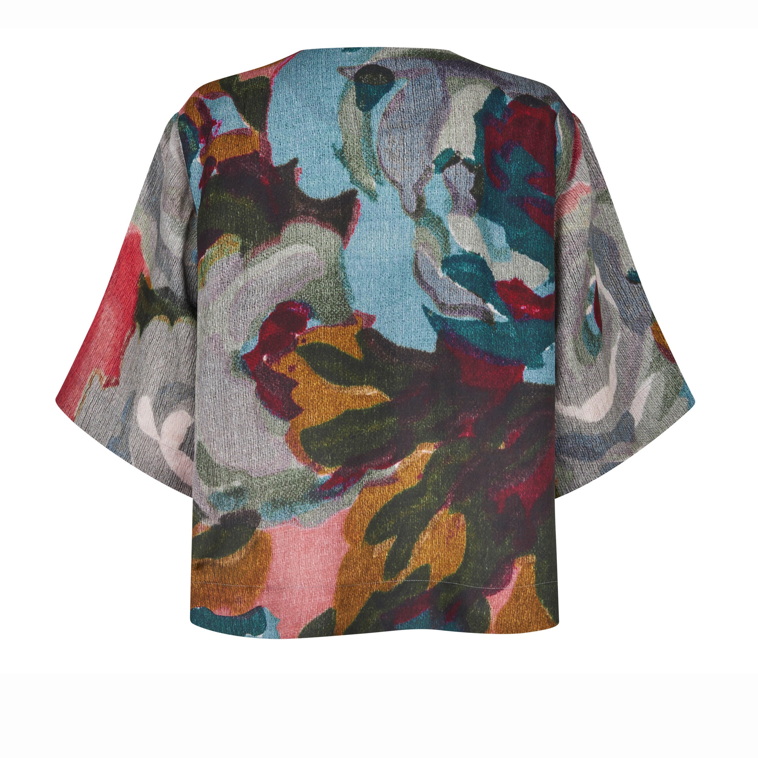 Tapis Noir Cali Silk Top - Blue & Pink Top Blue