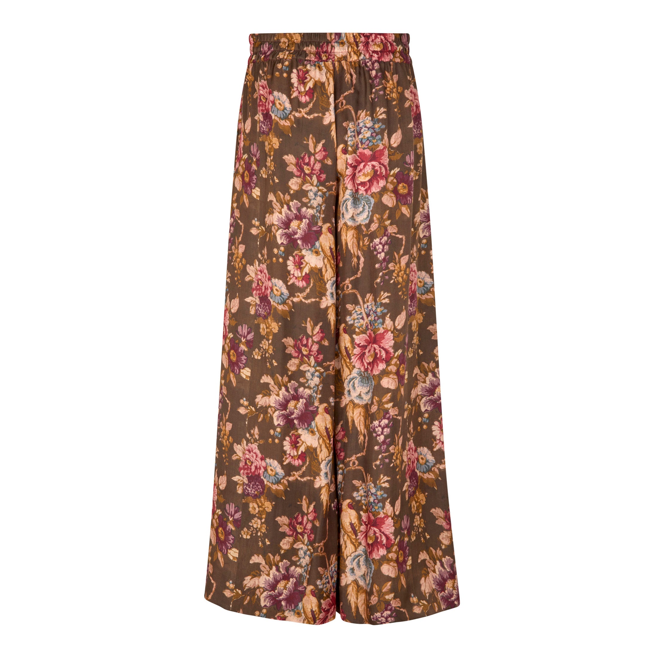 Tapis Noir Cara Silk Palazzo Pants - Dark olive Pants Dark olive