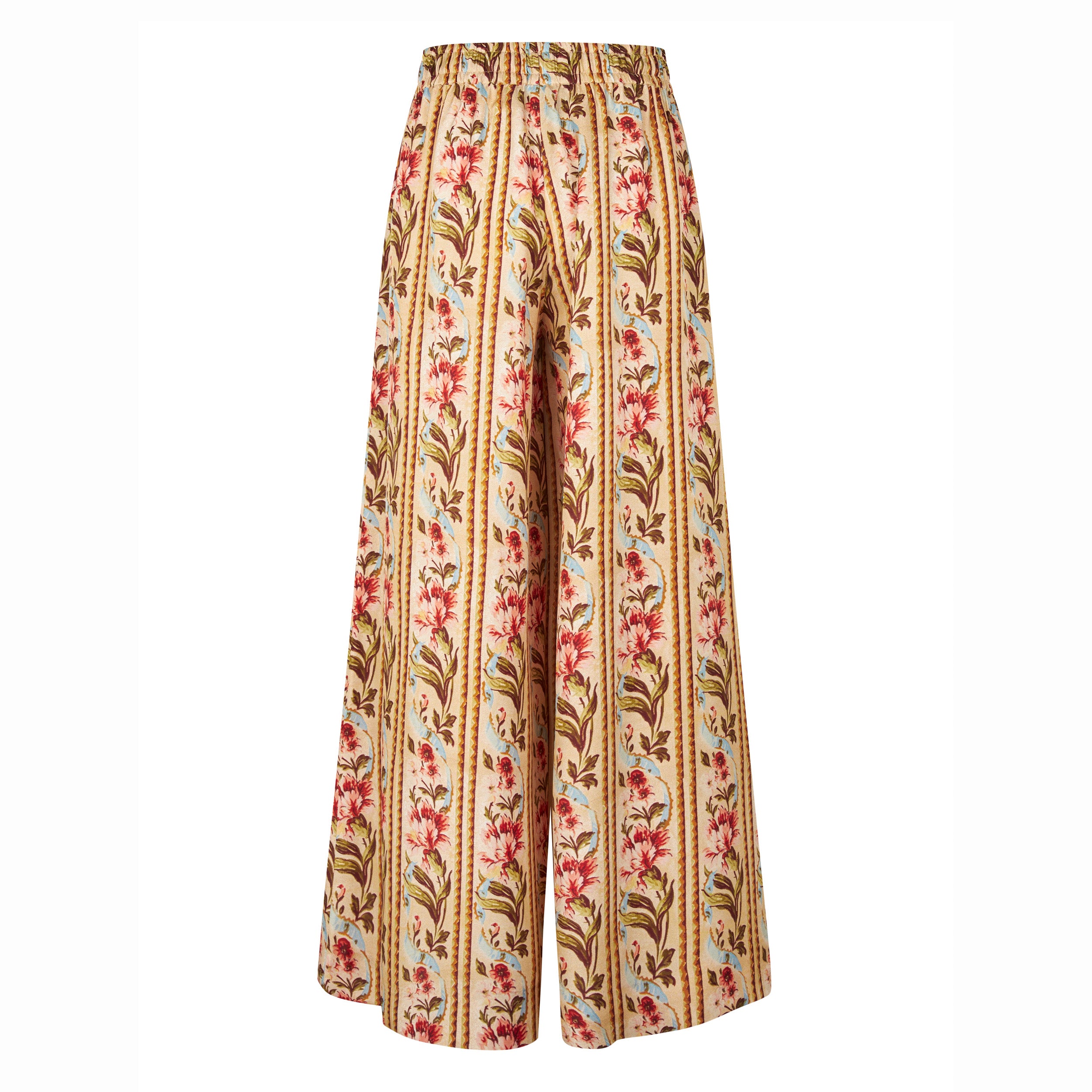 Tapis Noir Cara Silk Palazzo Pants - Stripe Pants Gold