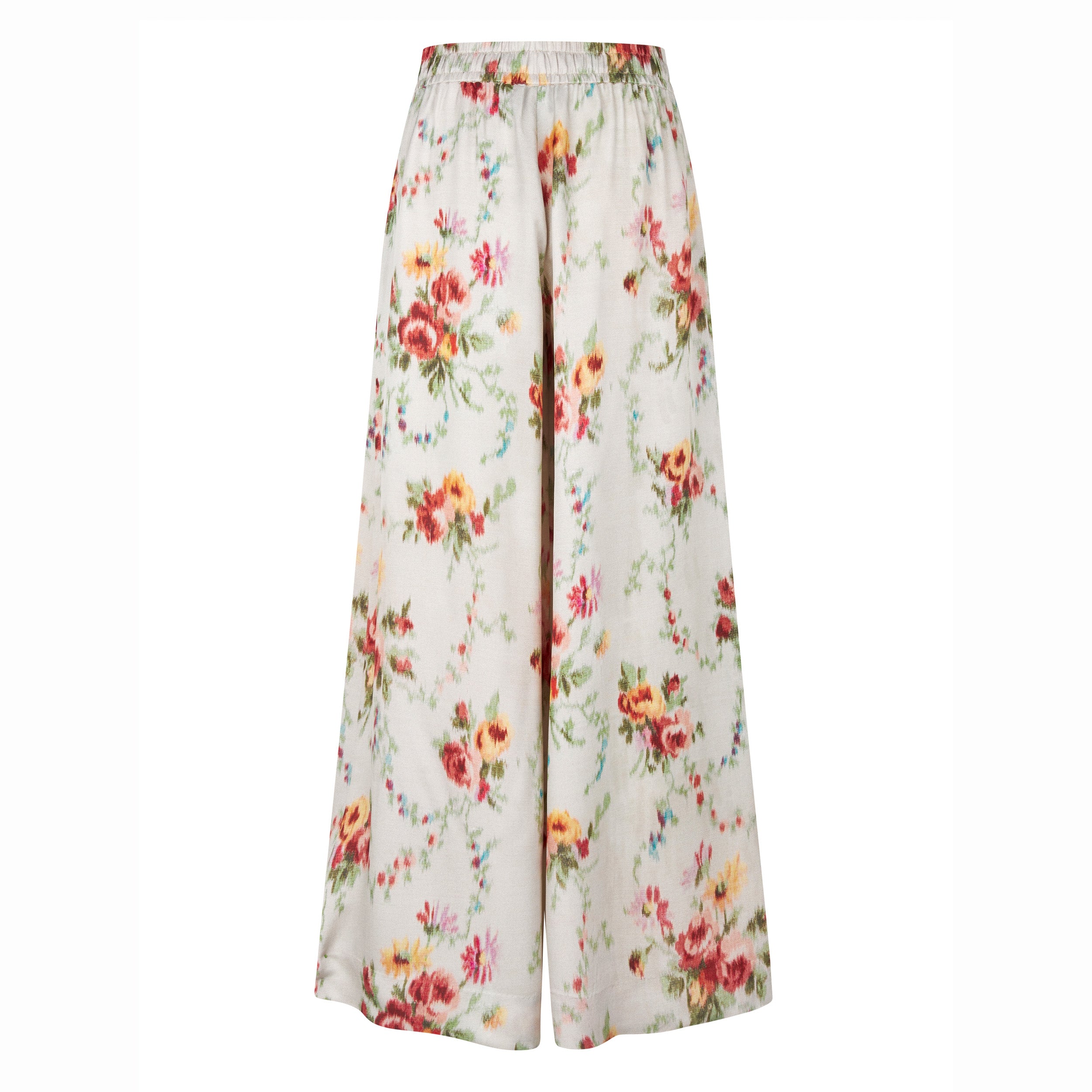 Tapis Noir Cara Silk Palazzo Pants - White Pants White