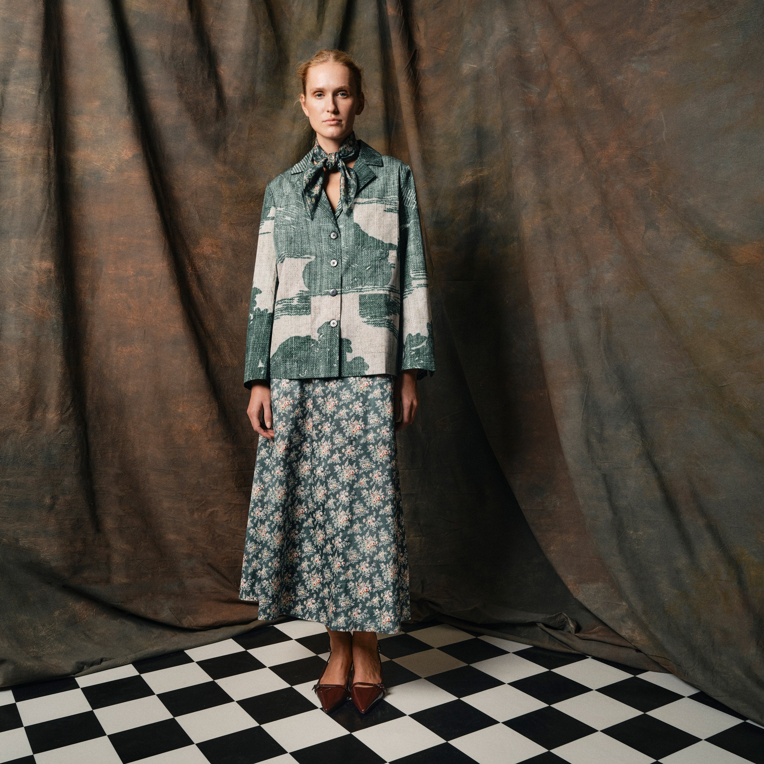 Tapis Noir Cate Cotton Skirt - Emerald Skirt Dark Green