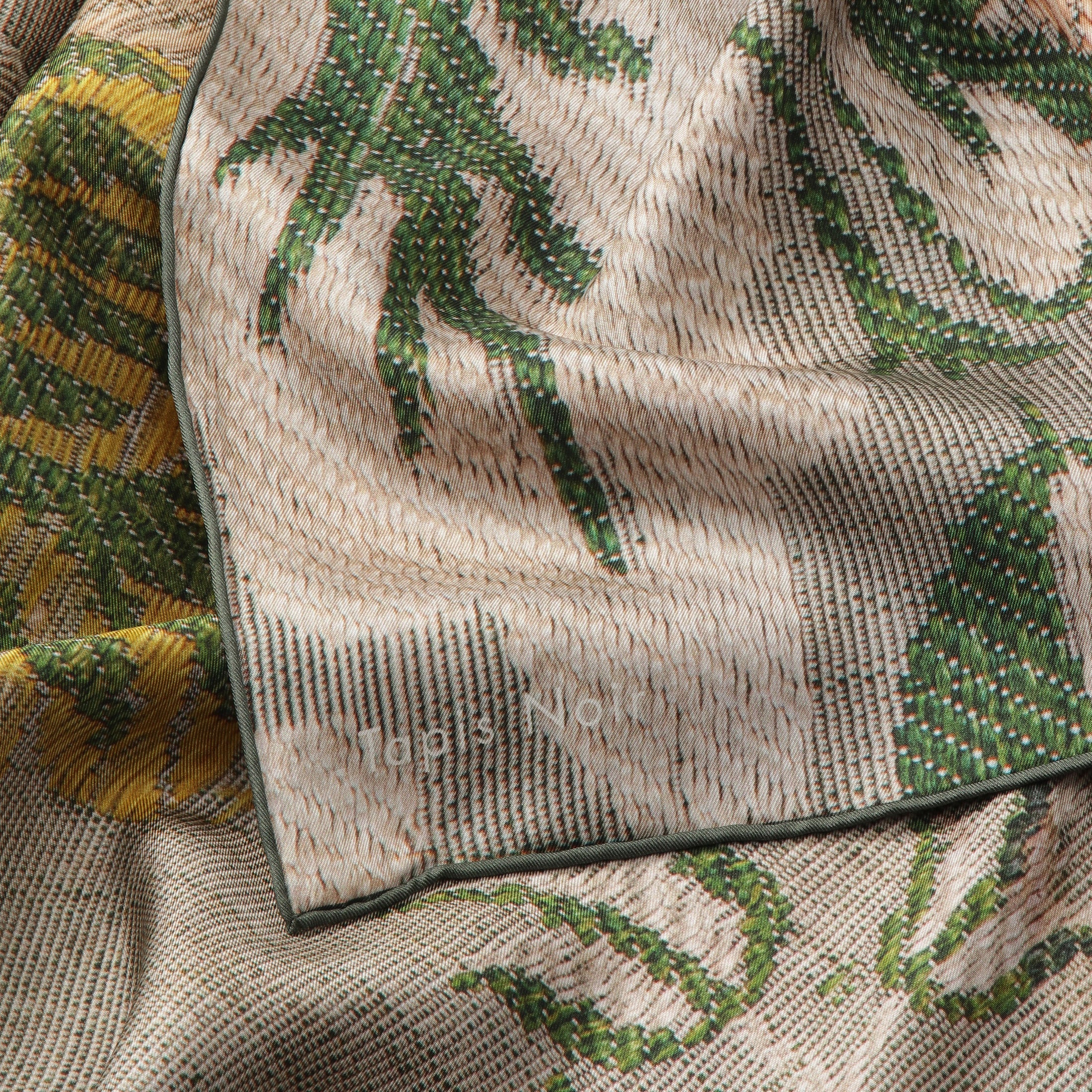 Tapis Noir Classical Green Flower Scarf Classical Green