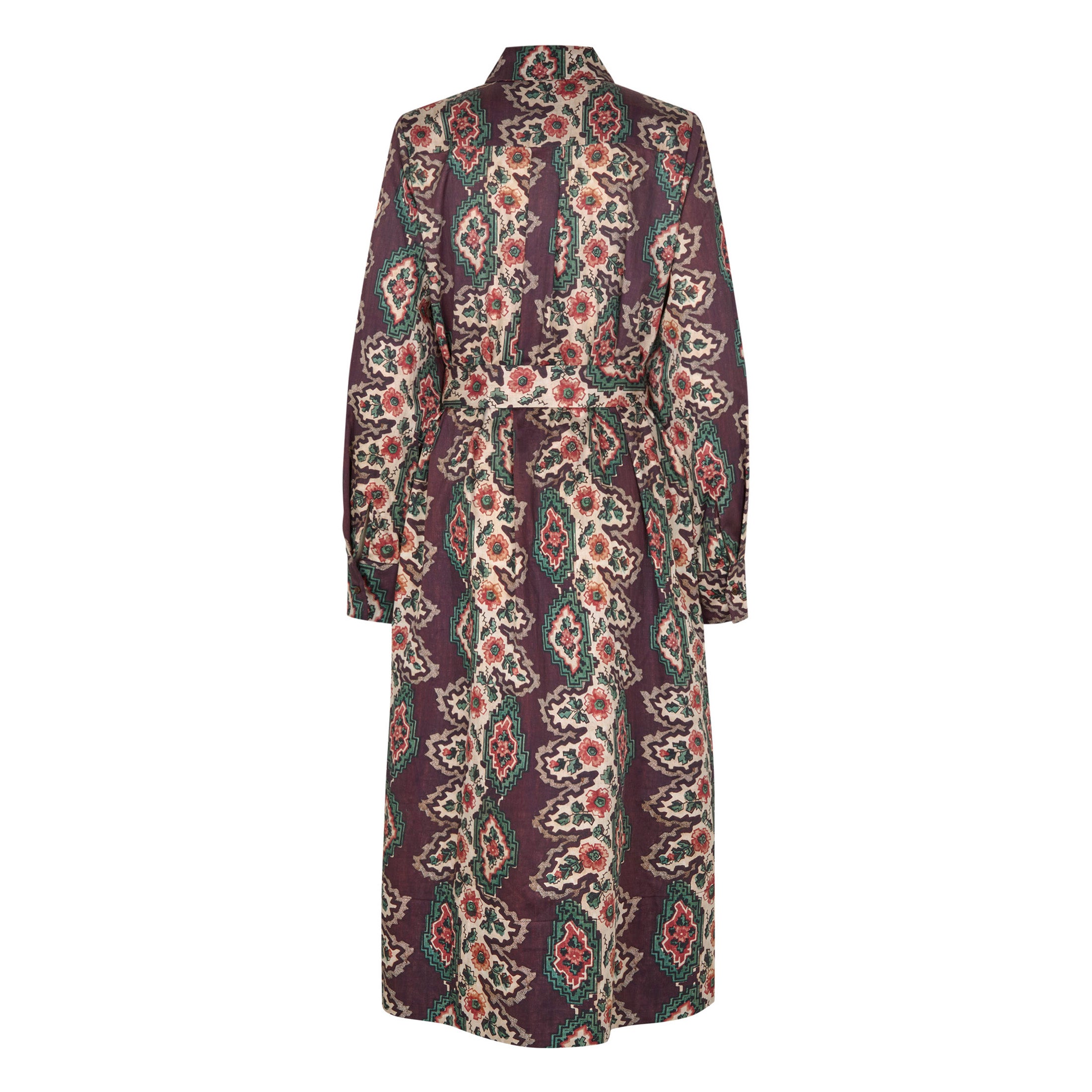 Tapis Noir Daria Cotton Dress - Geometric stripe Dress Brown