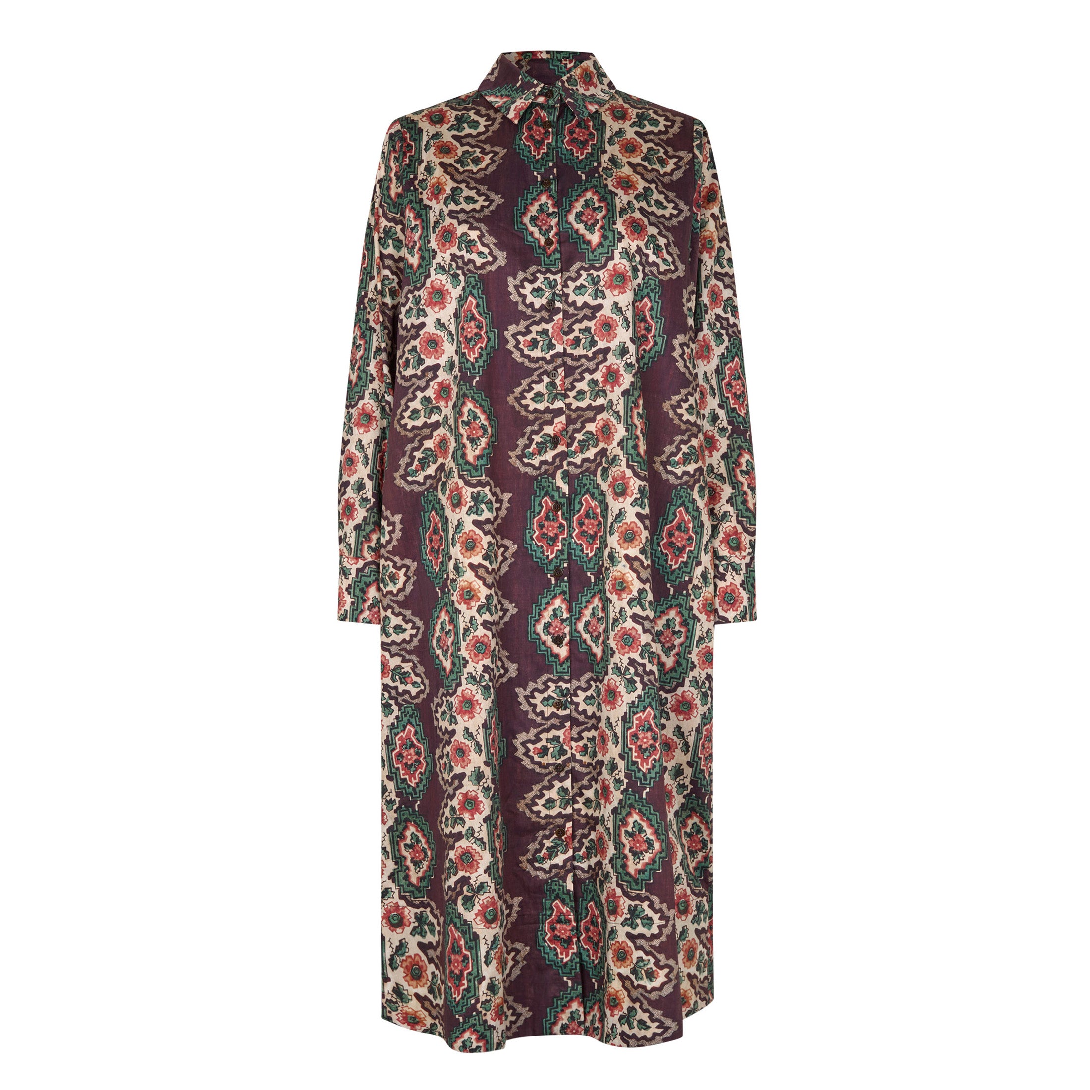 Tapis Noir Daria Cotton Dress - Geometric stripe Dress Brown
