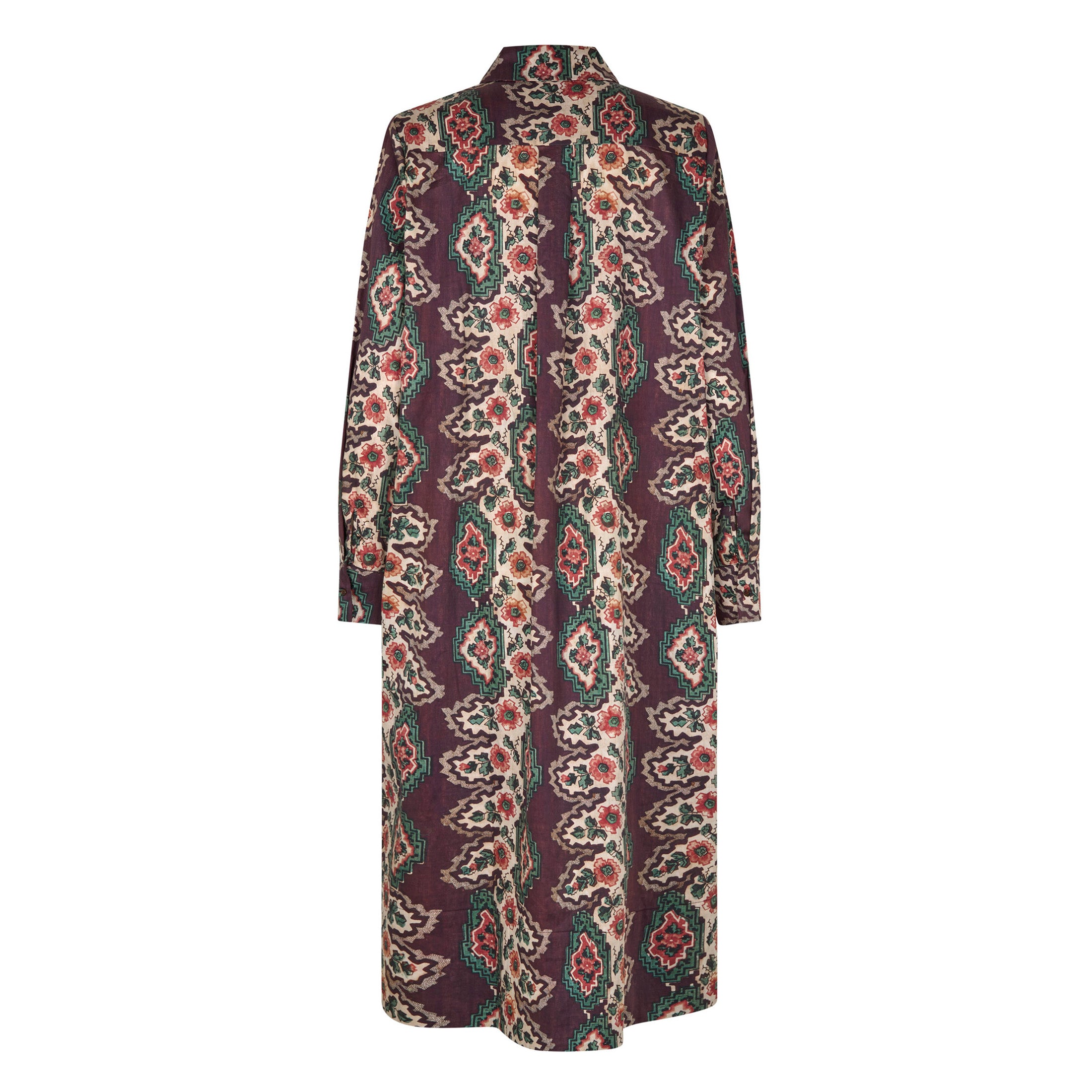 Tapis Noir Daria Cotton Dress - Geometric stripe Dress Brown
