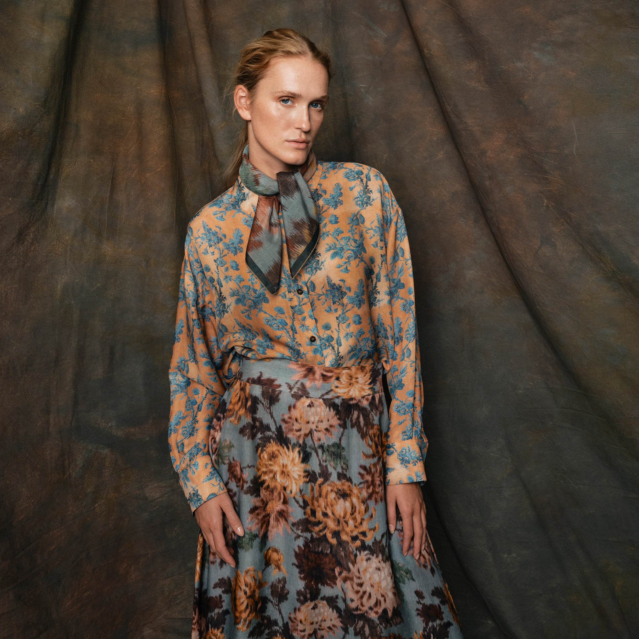 Tapis Noir Darla Silk Shirt - Blue toile Shirt Blue