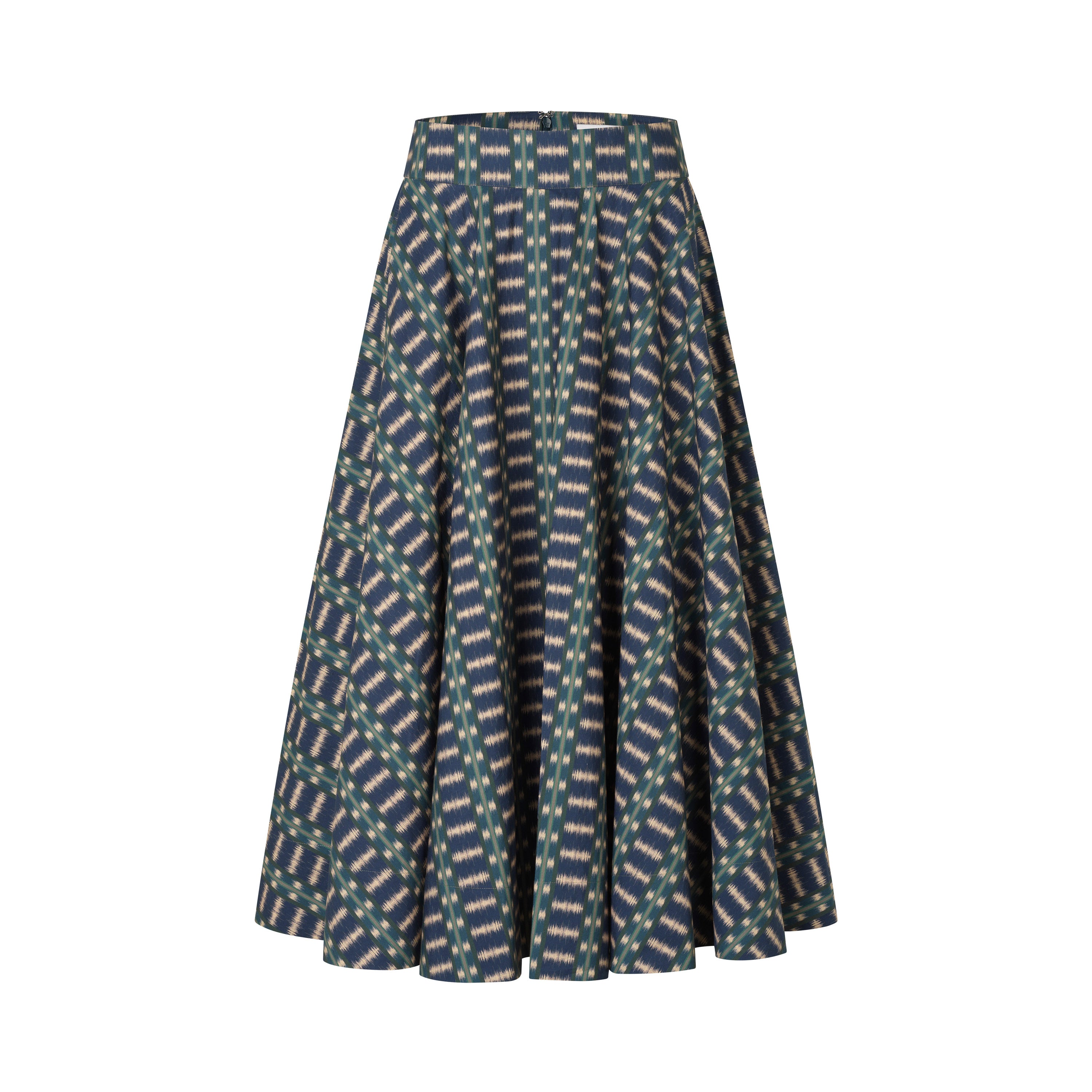 Tapis Noir Farah Cotton Skirt - Blue Skirt Beige