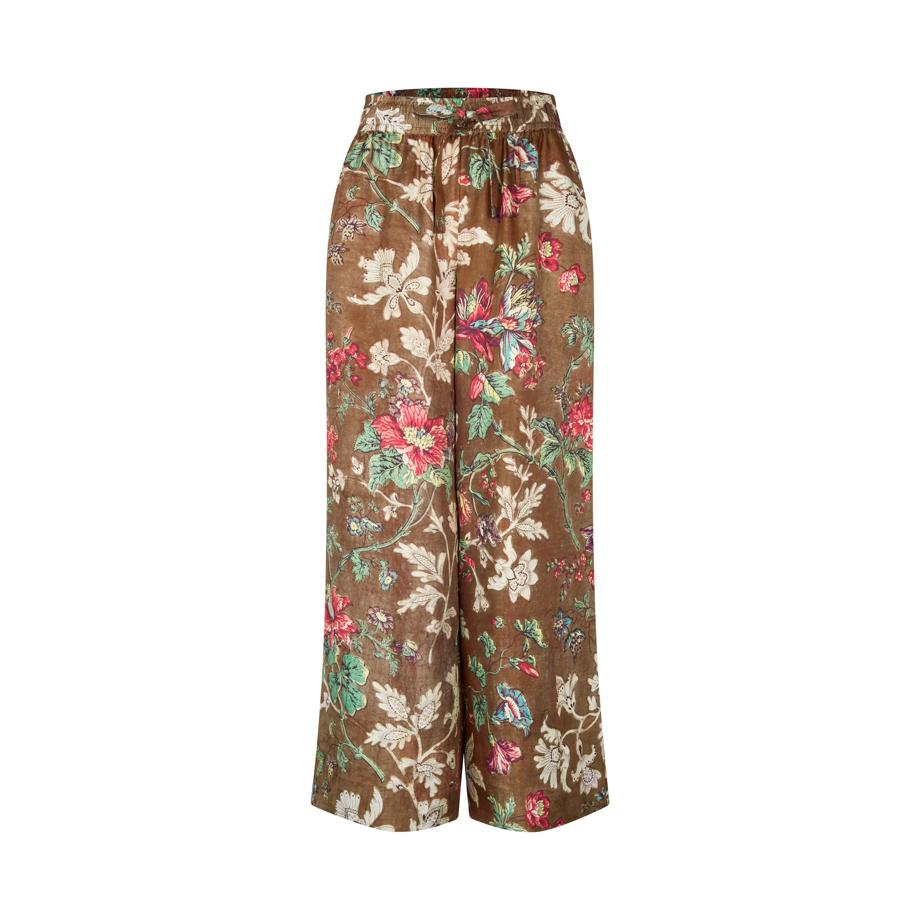 Tapis Noir Faye Silk Palazzo Pants - Brown Pants Brown