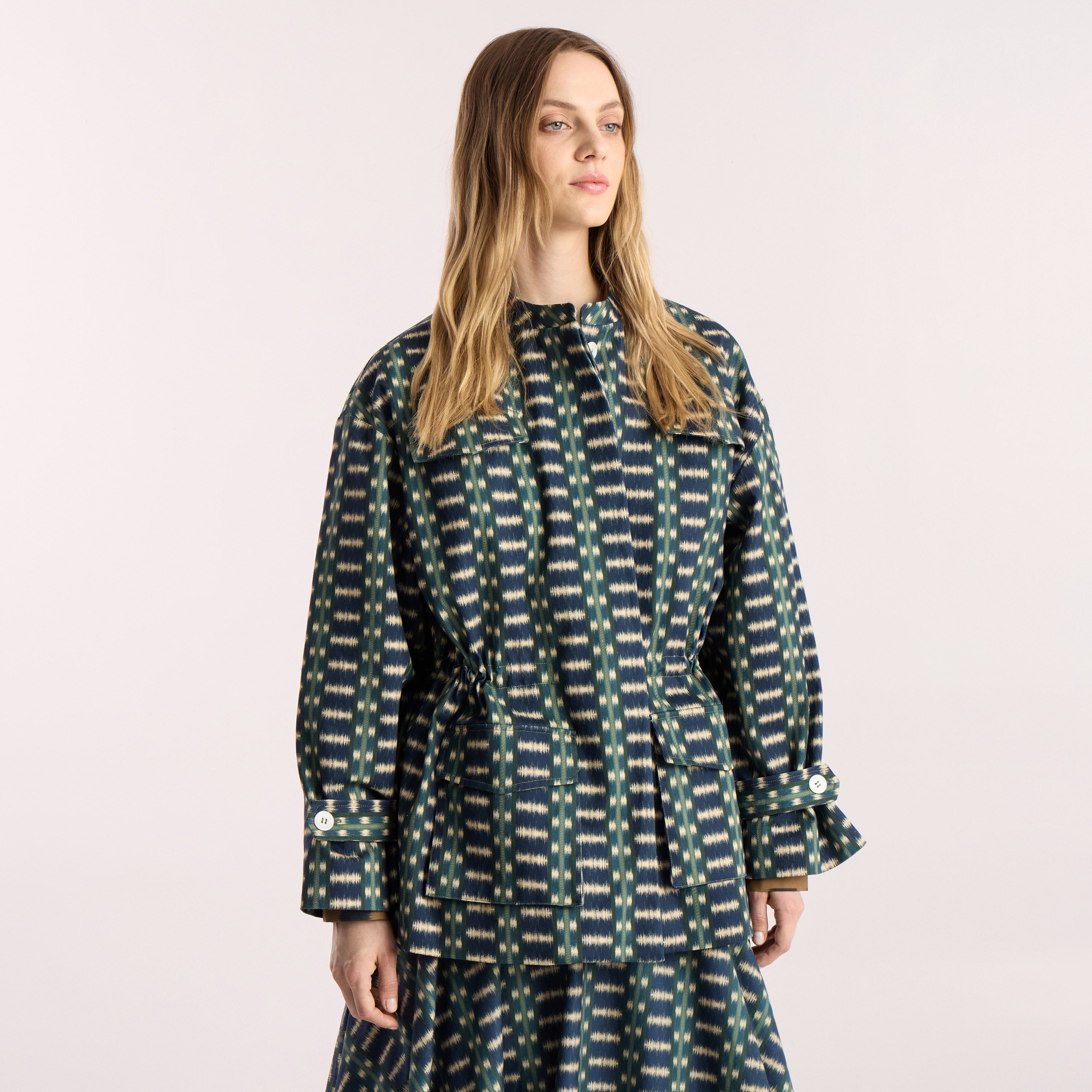 Tapis Noir Flora Cotton Jacket - Blue Jacket Blue