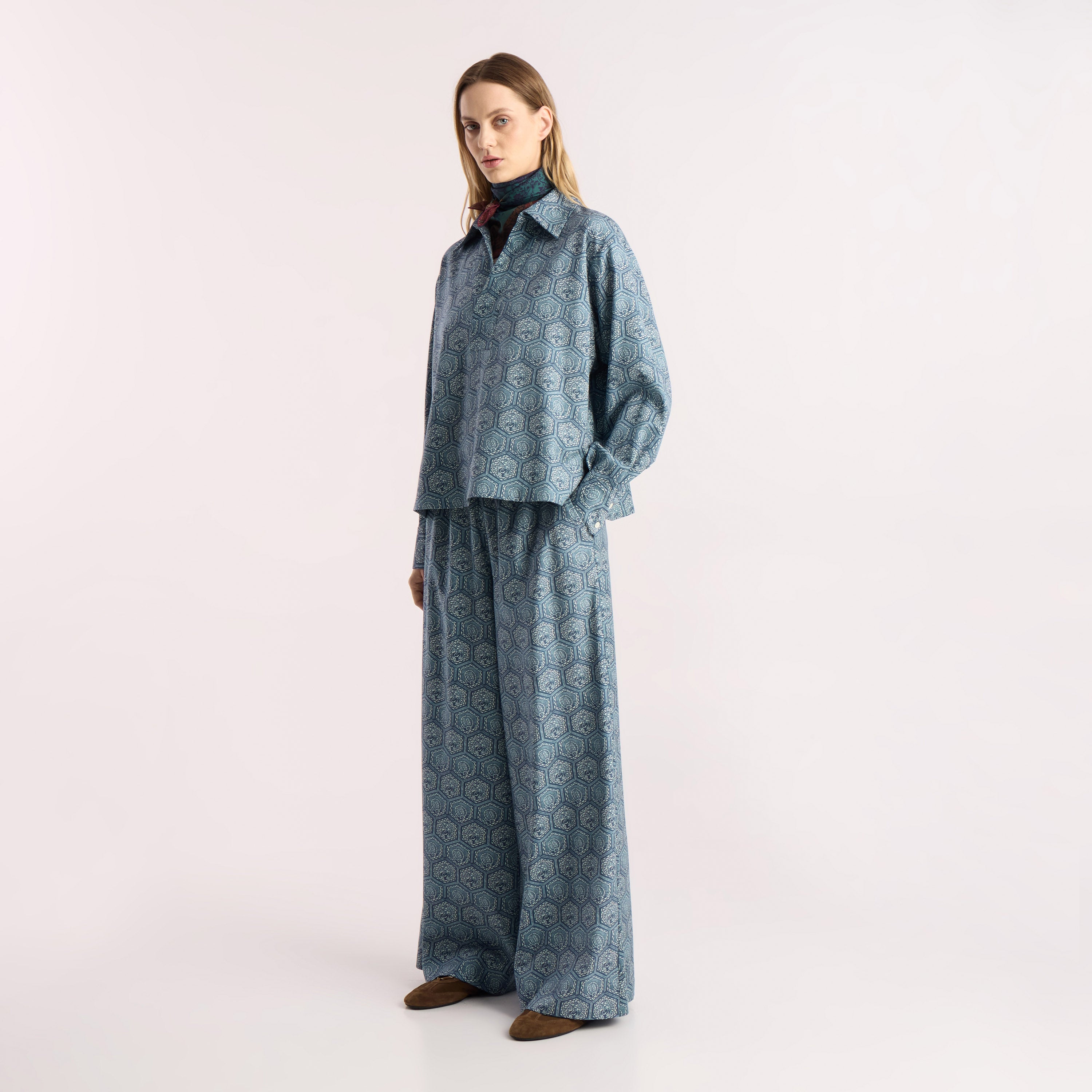Tapis Noir Francisca Wool Shirt - Blue Shirt Blue
