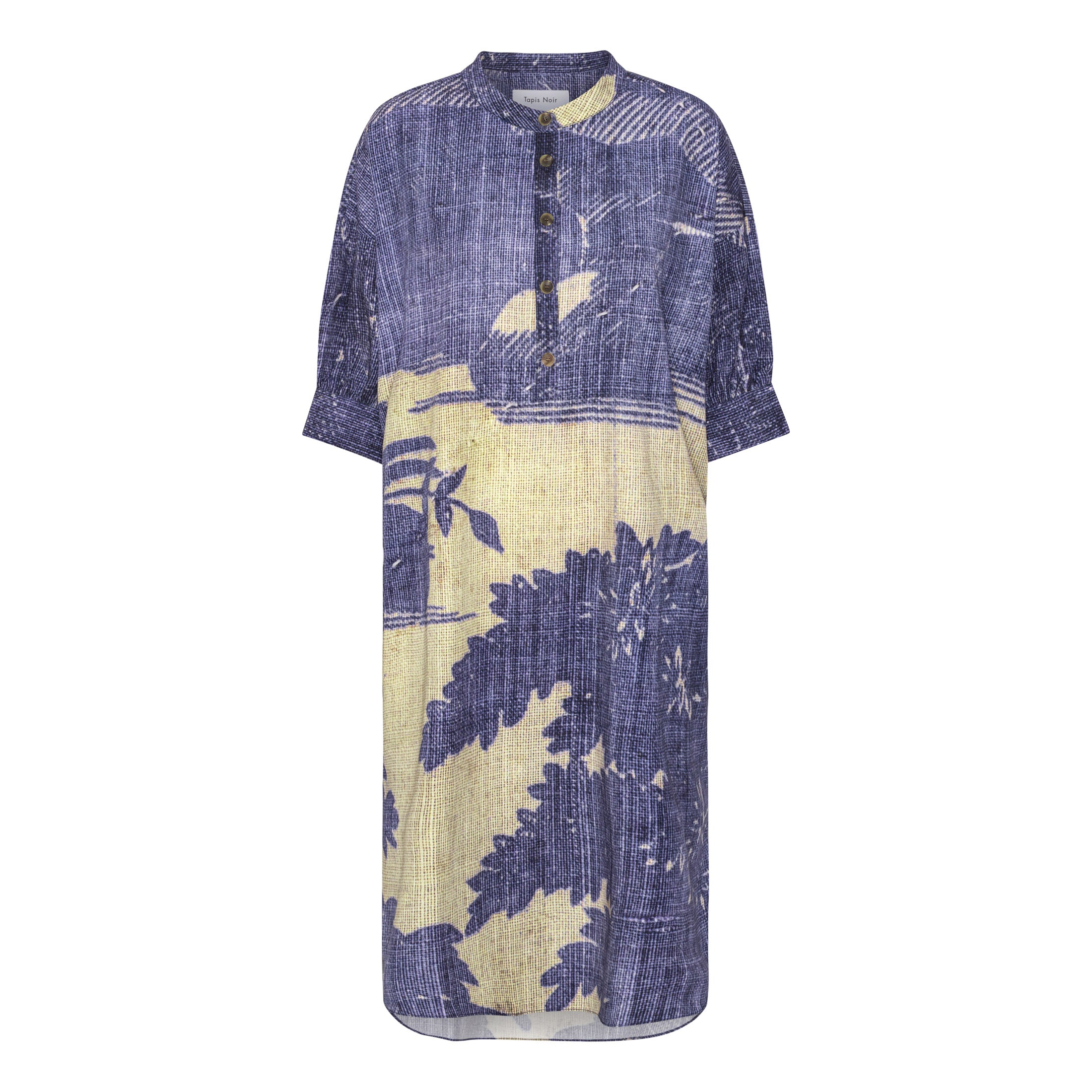 Tapis Noir Ania Short Sleeved Tunic Kaftan Blue