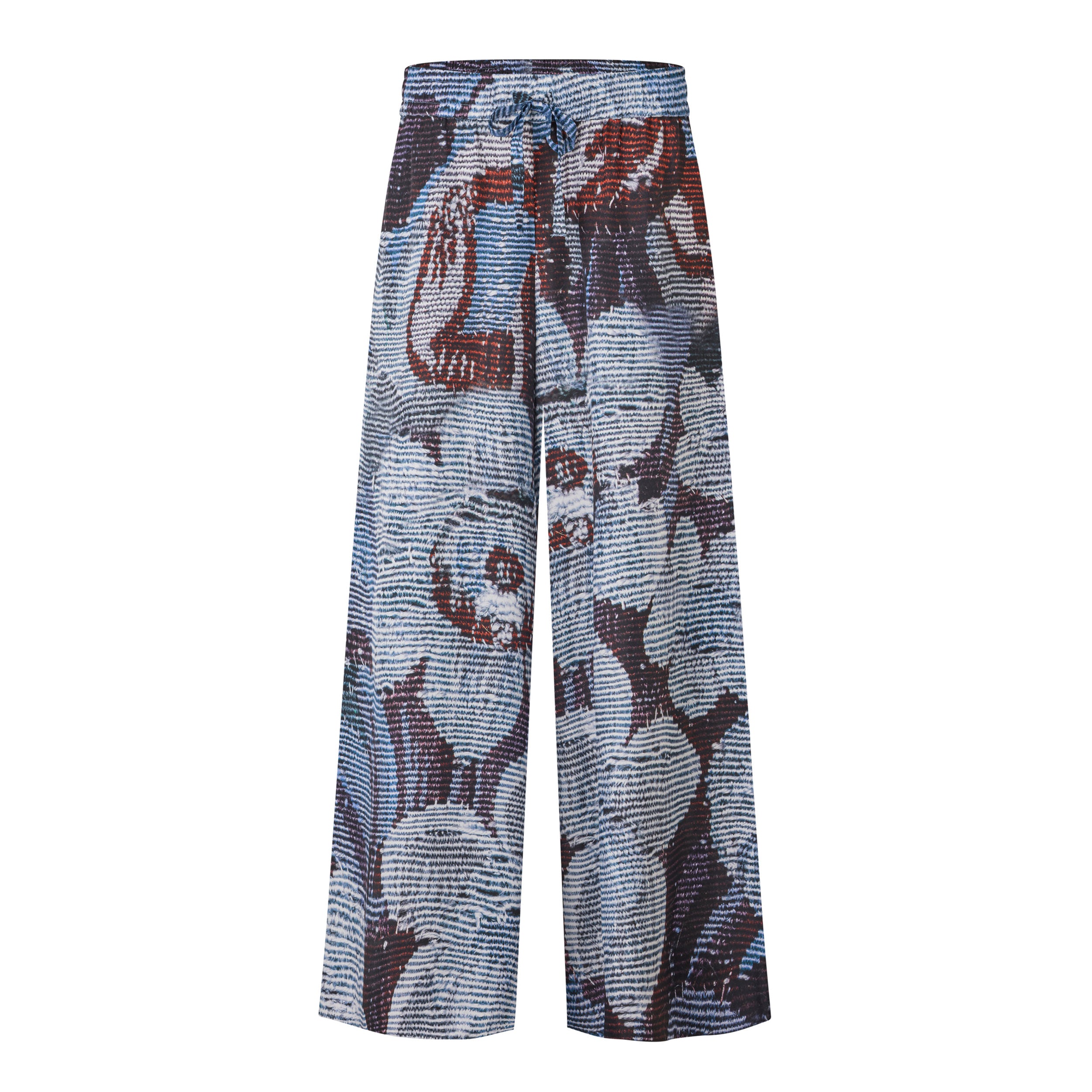 Tapis Noir Cara Silk Palazzo Pants - Blue Pants Blue