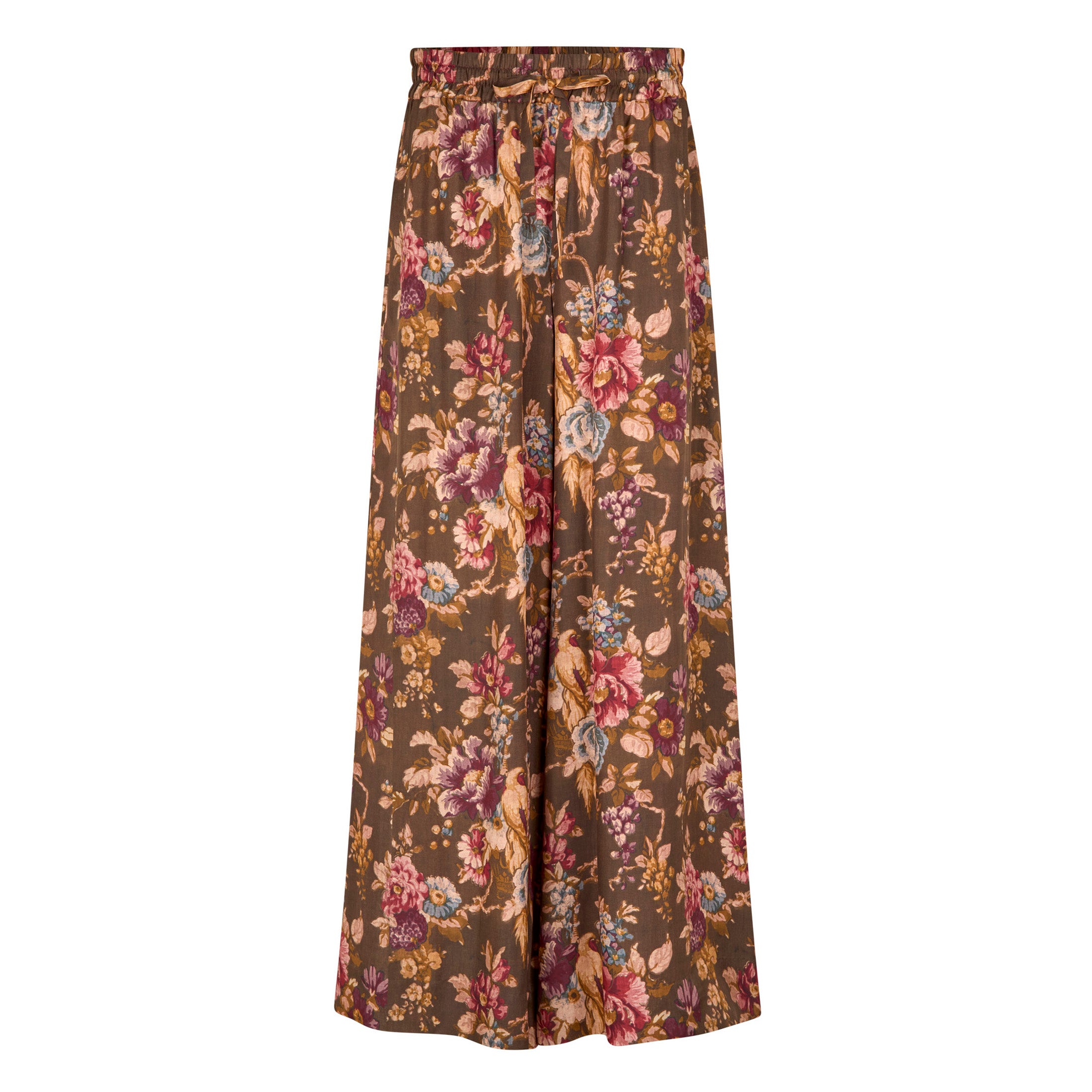 Tapis Noir Cara Silk Palazzo Pants - Dark olive Pants Dark olive
