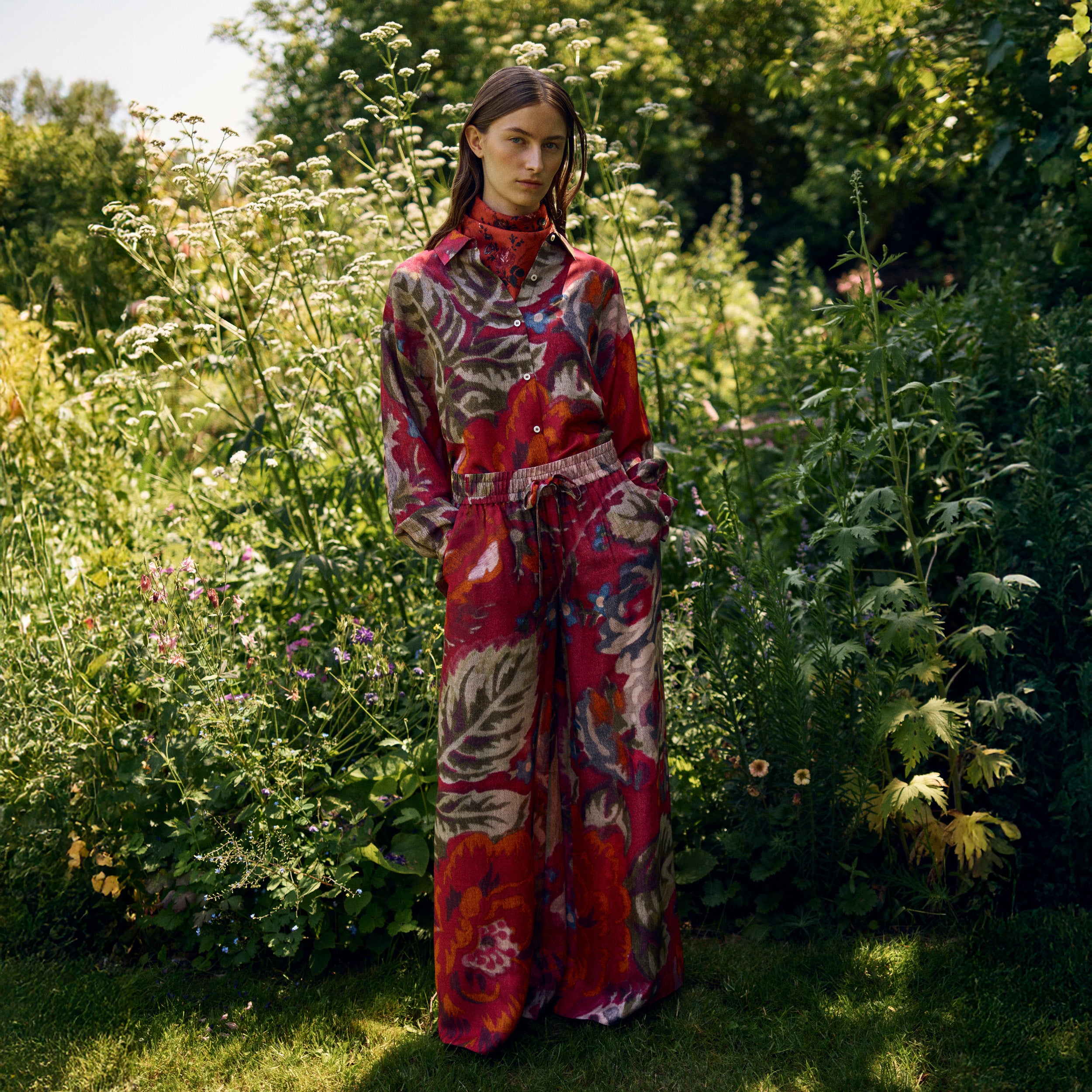 Tapis Noir Cara Silk Palazzo Pants - Pink Pants Pink