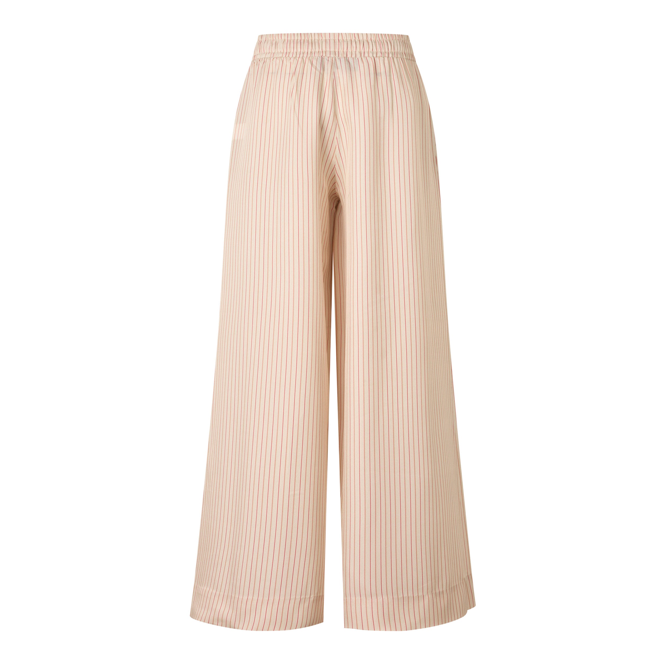 Tapis Noir Cara Silk Palazzo Pants - Pink Stripe Pants Pink Stripe