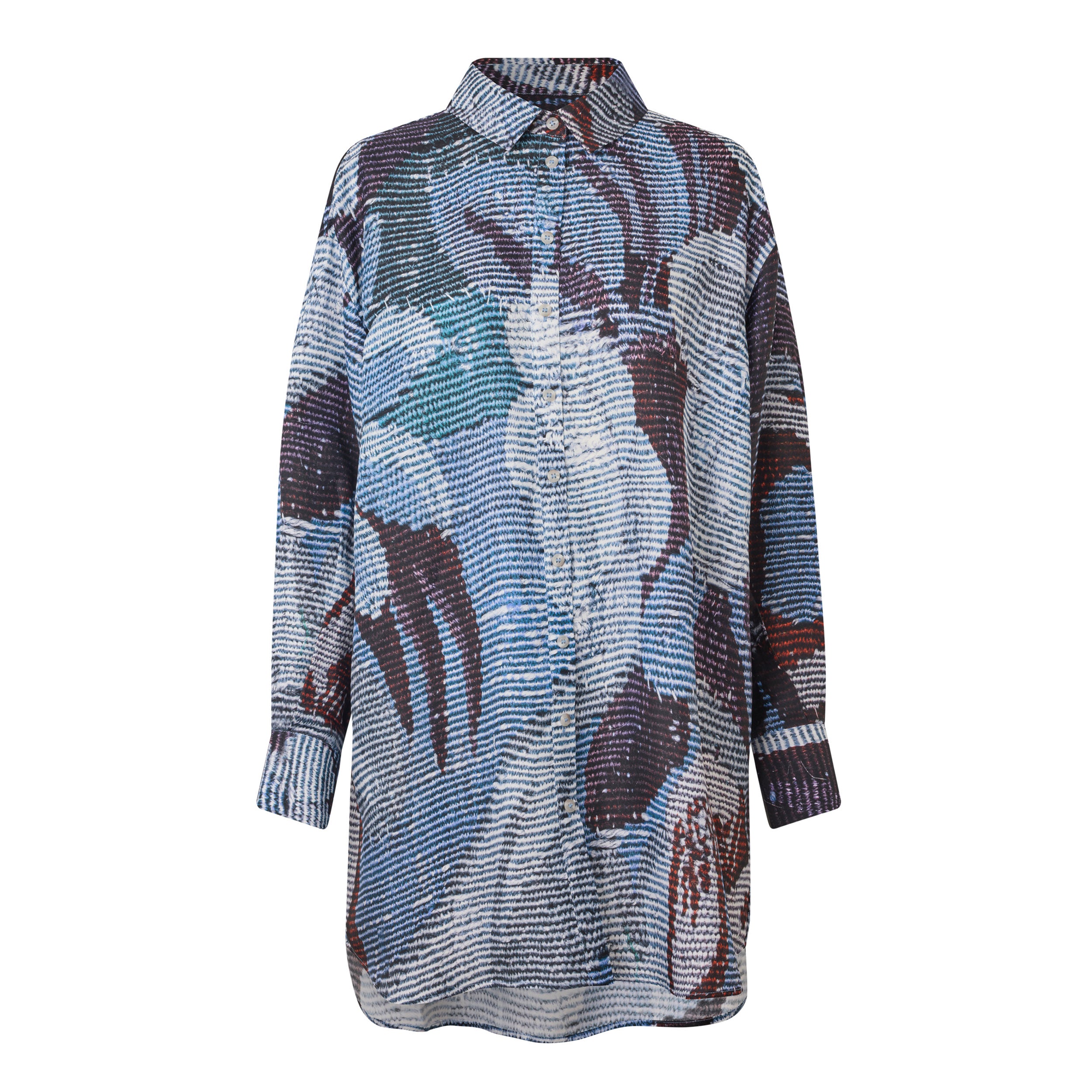 Tapis Noir Carla Silk Shirt - Blue Shirt Blue