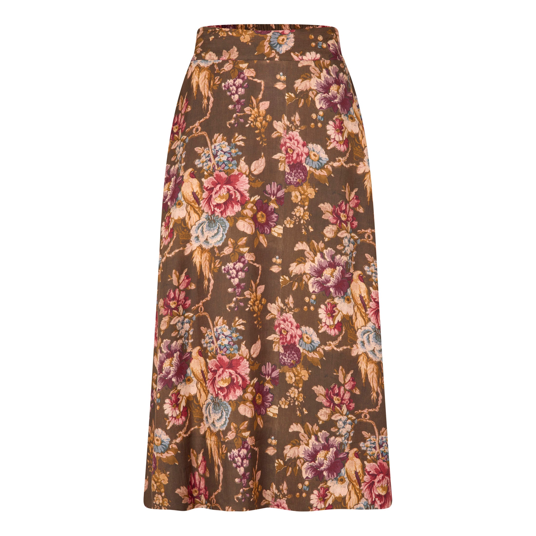 Tapis Noir Caroline Silk Skirt - Dark olive Skirt Dark olive