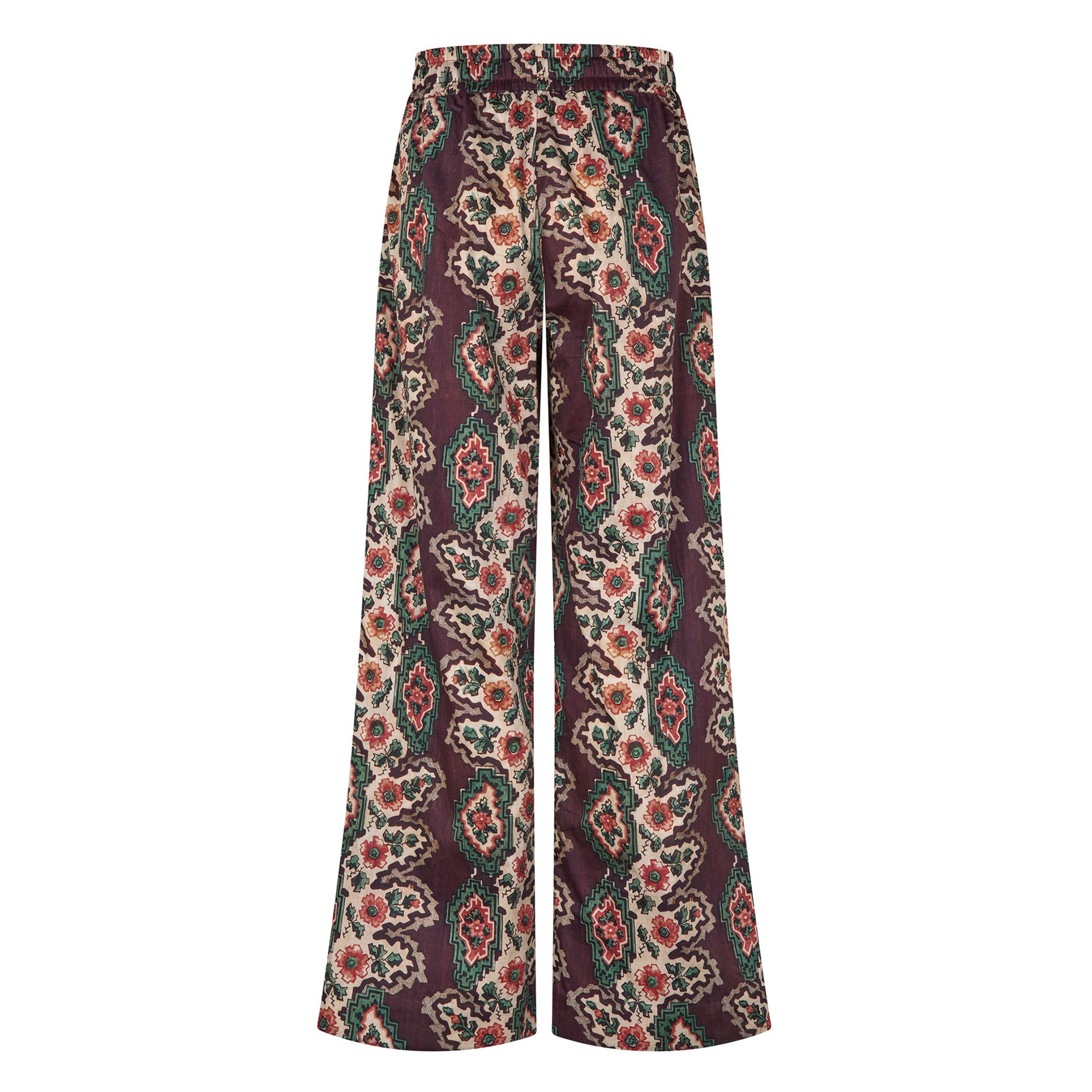 Tapis Noir Catrin Cotton Pants - Geometric stripe Pants Brown