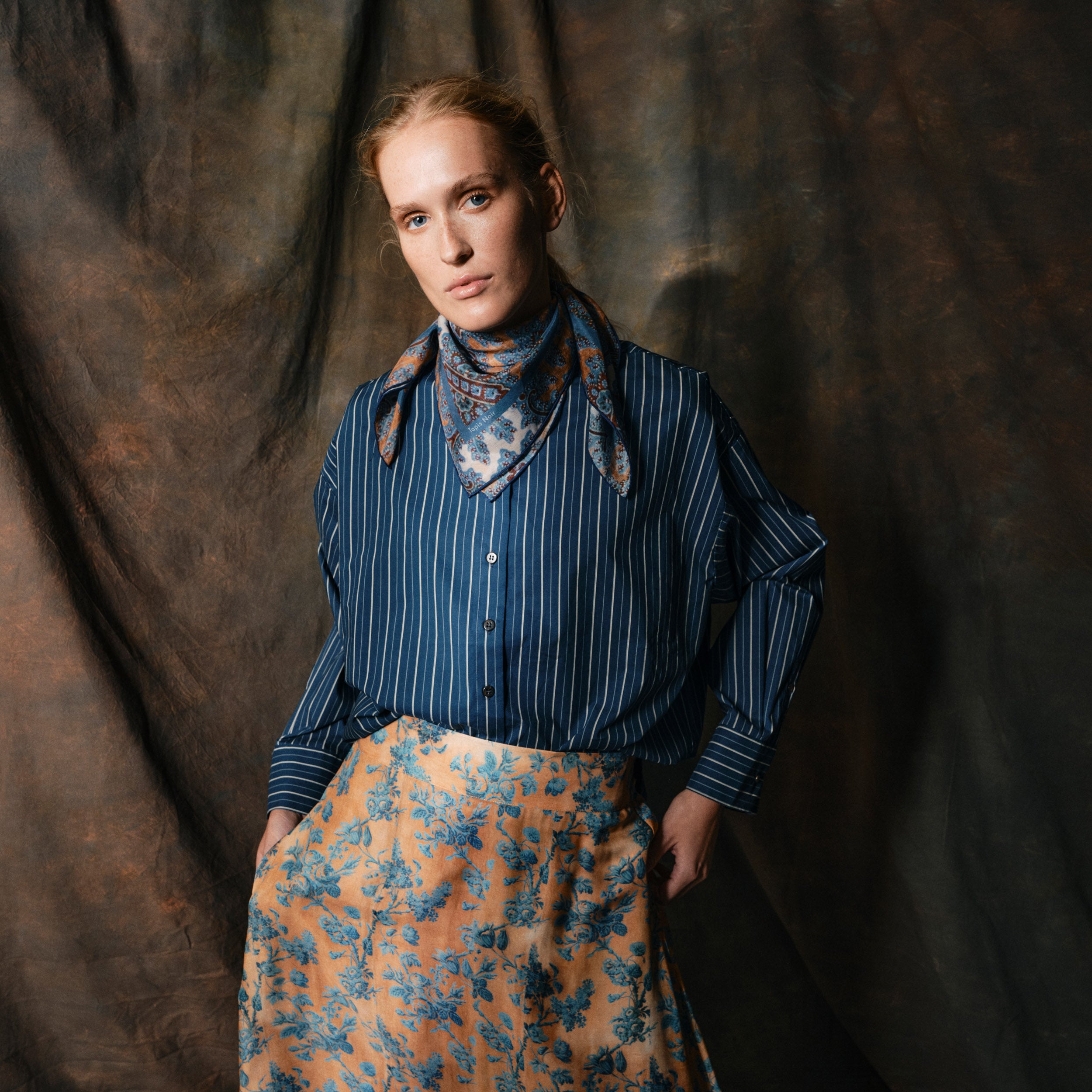 Tapis Noir Celina Cotton Shirt - Blue stripe Shirt Blue