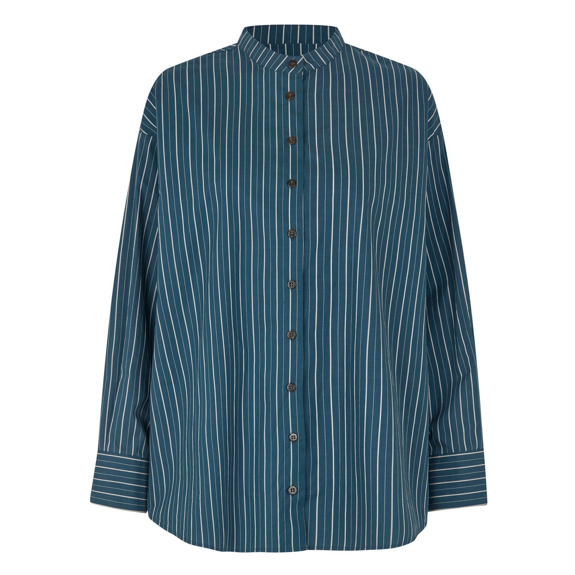 Tapis Noir Celina Cotton Shirt - Blue stripe Shirt Blue