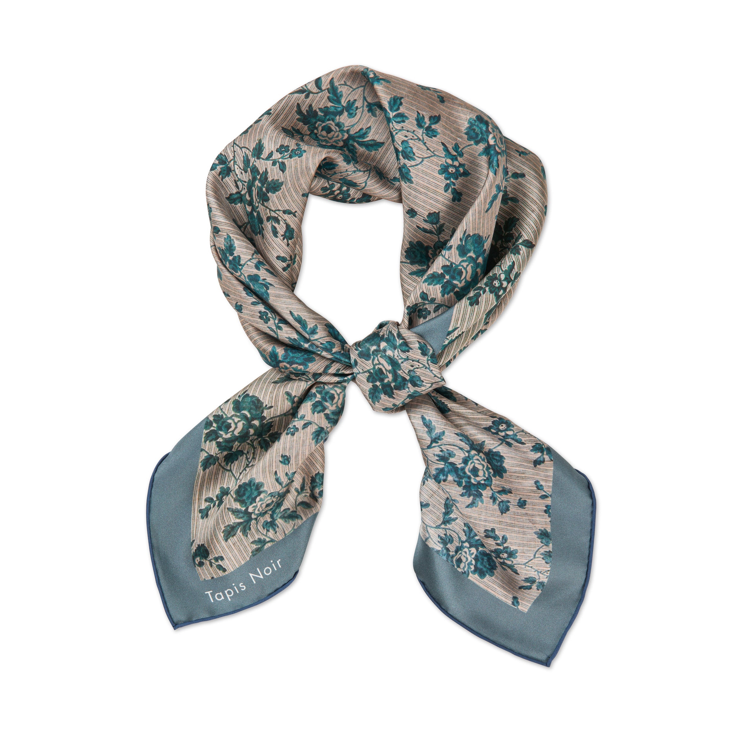 Tapis Noir Classical Blue Flower Stripe Scarf Classical Blue