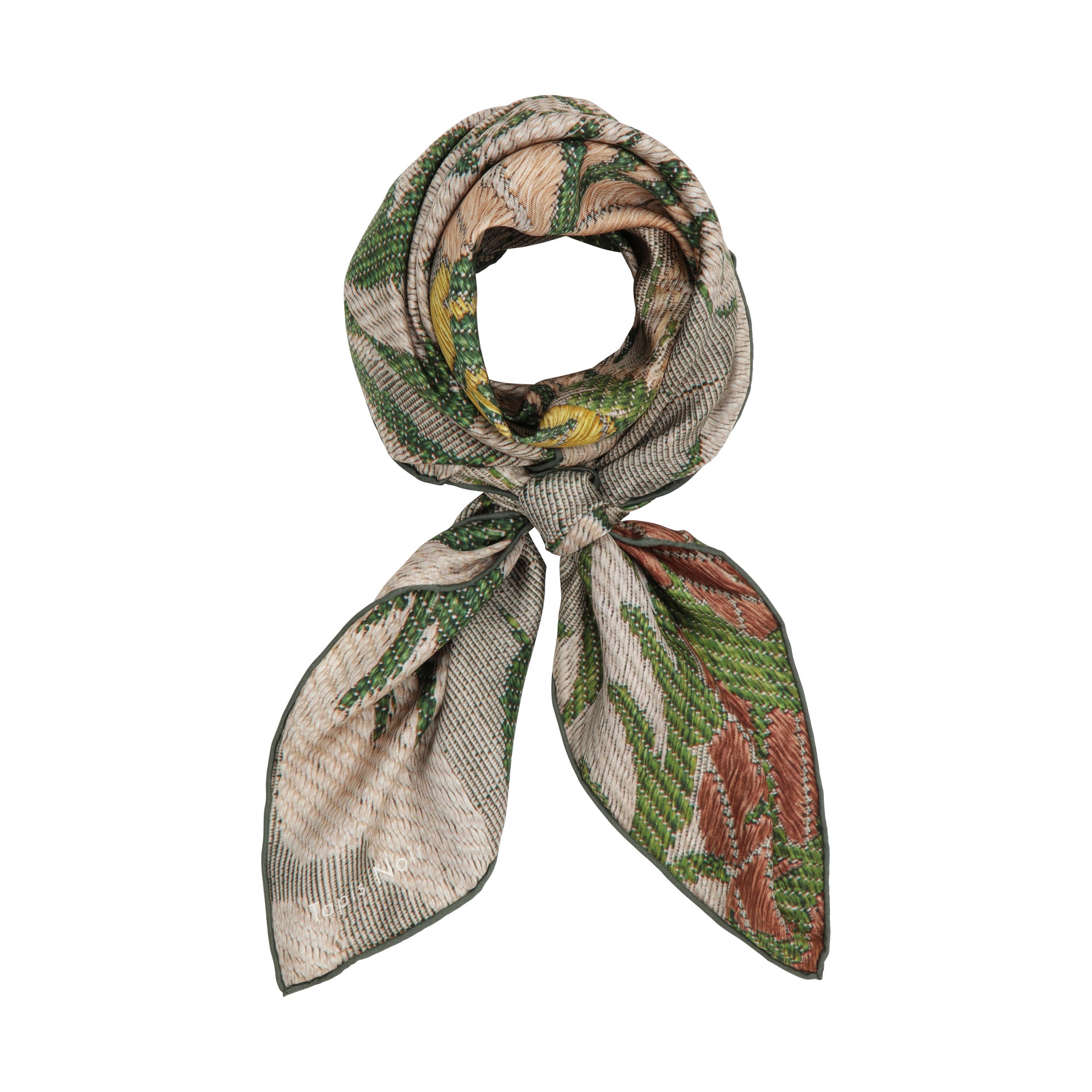 Tapis Noir Classical Green Flower Scarf Classical Green