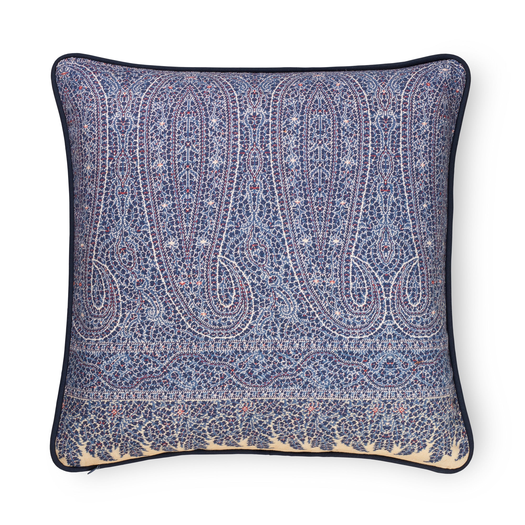 Tapis Noir Cushion Blue Paisley Cushion Beige