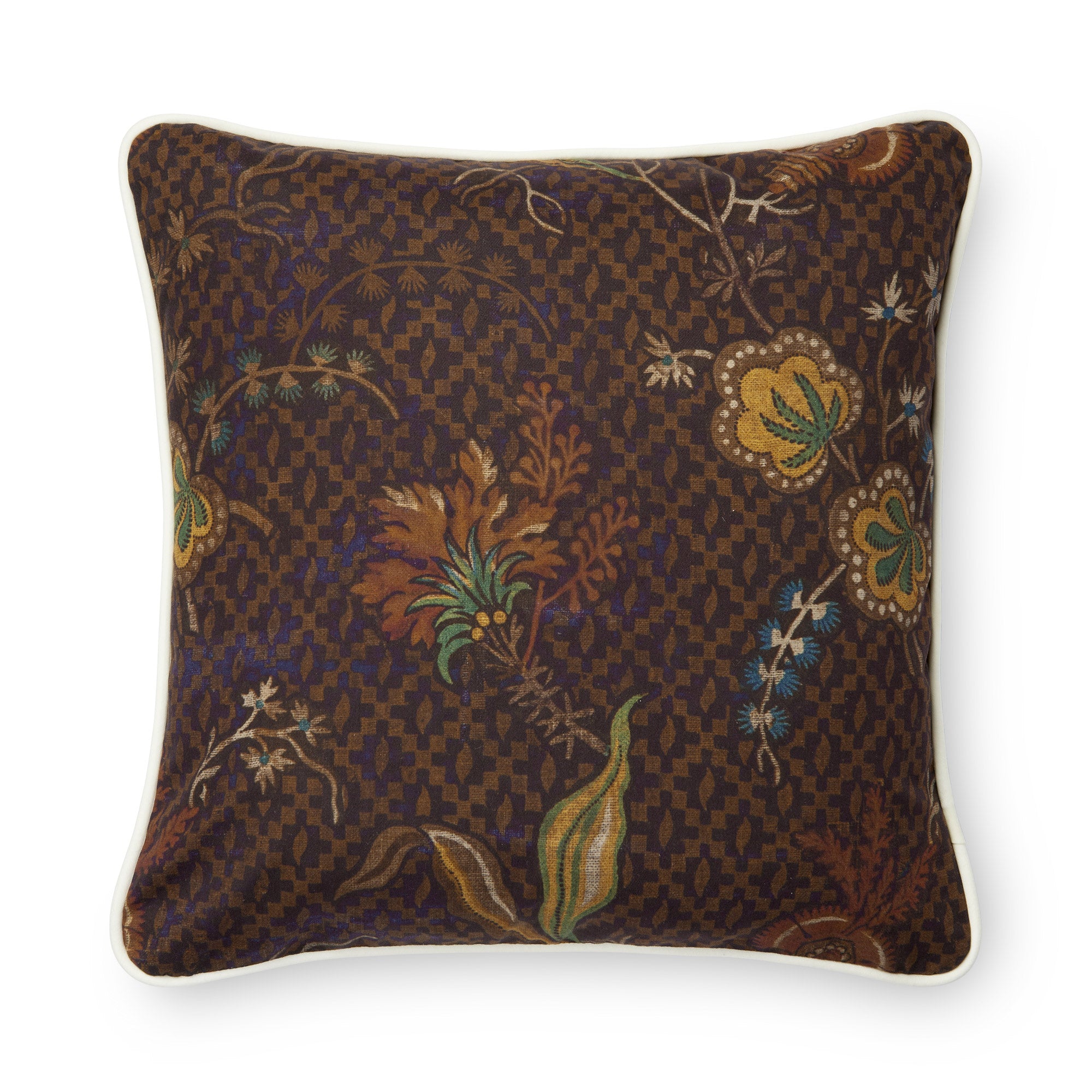 Tapis Noir Cushion Brown Bloom Cushion Beige