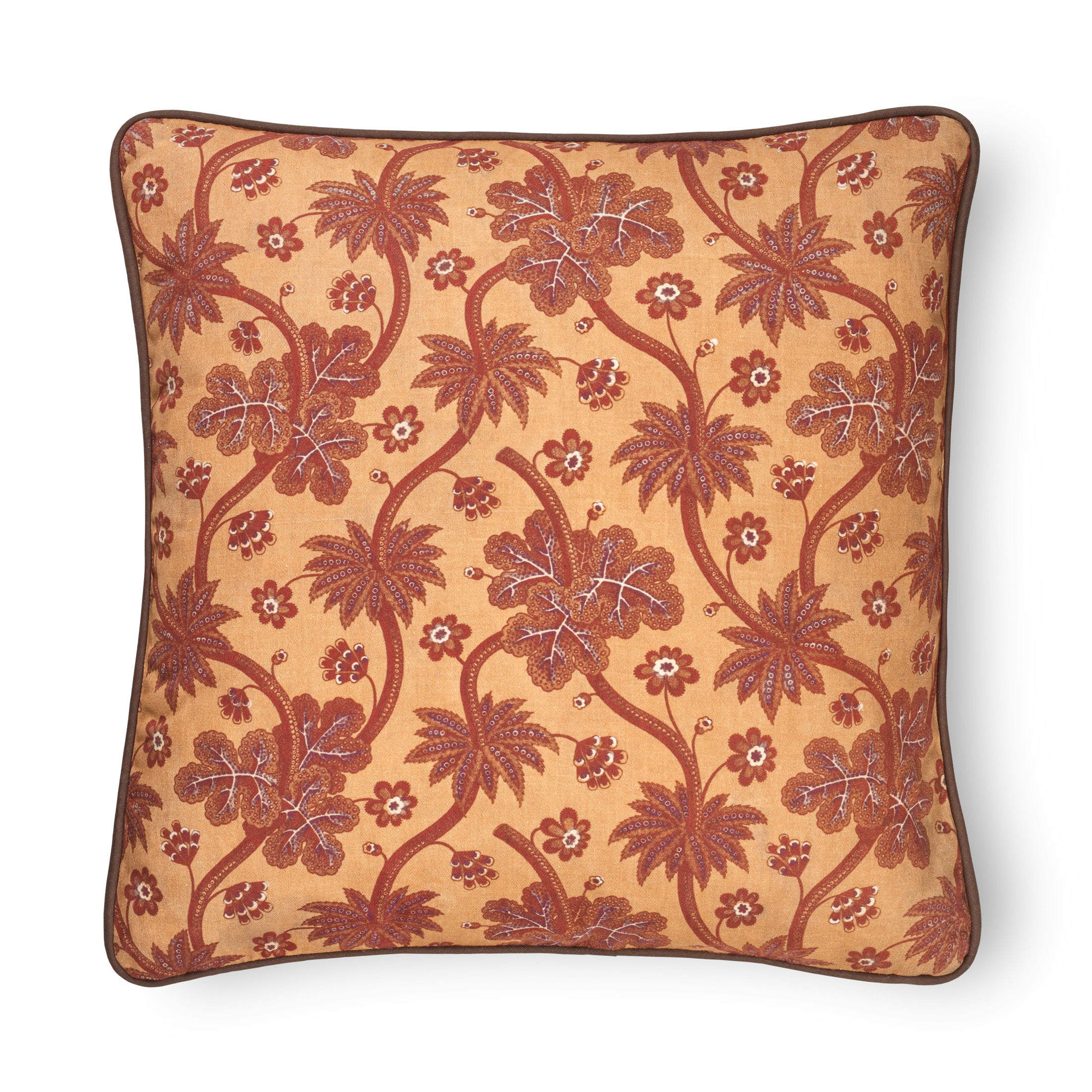 Tapis Noir Cushion Brown Flower Cushion Beige