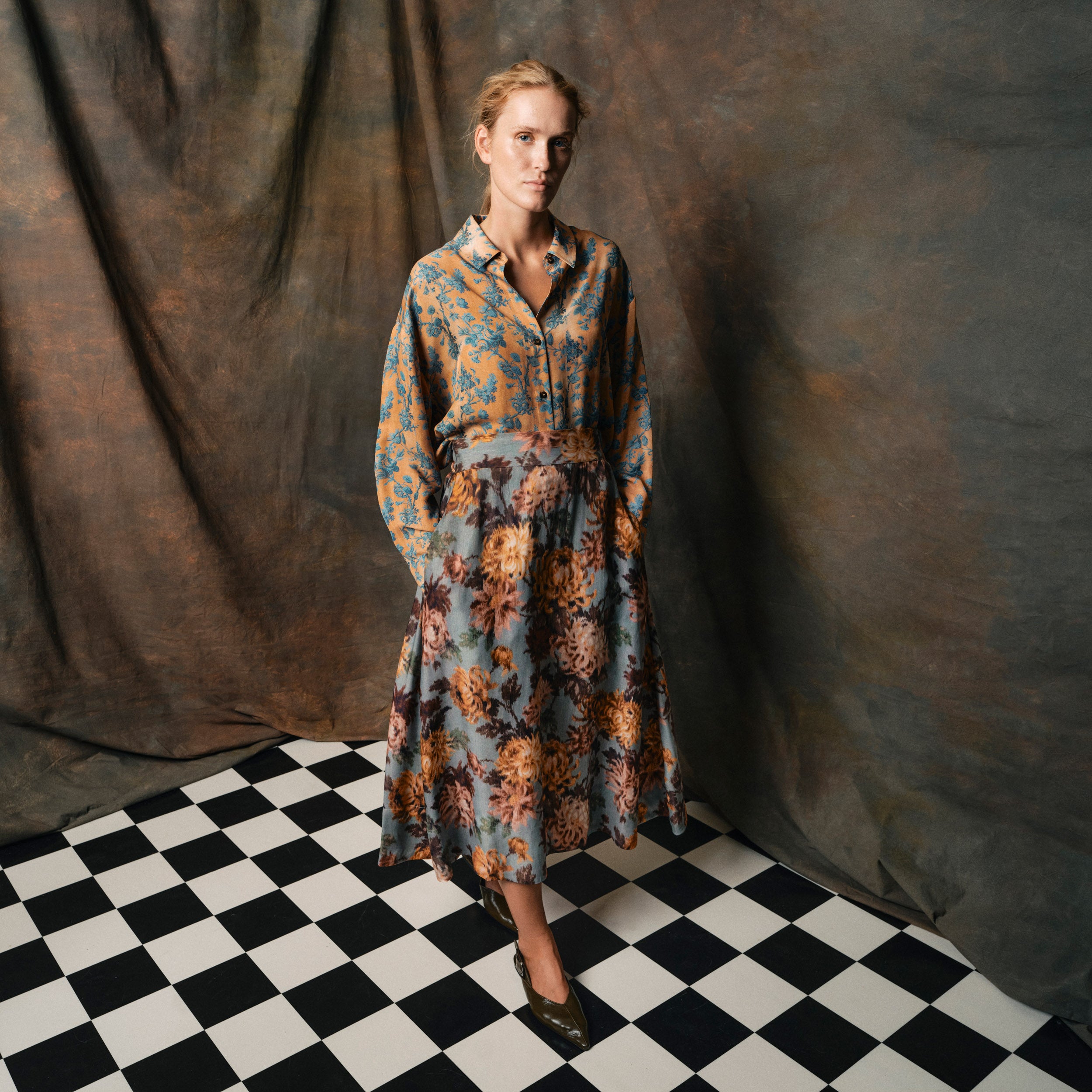 Tapis Noir Darla Silk Shirt - Blue toile Shirt Blue