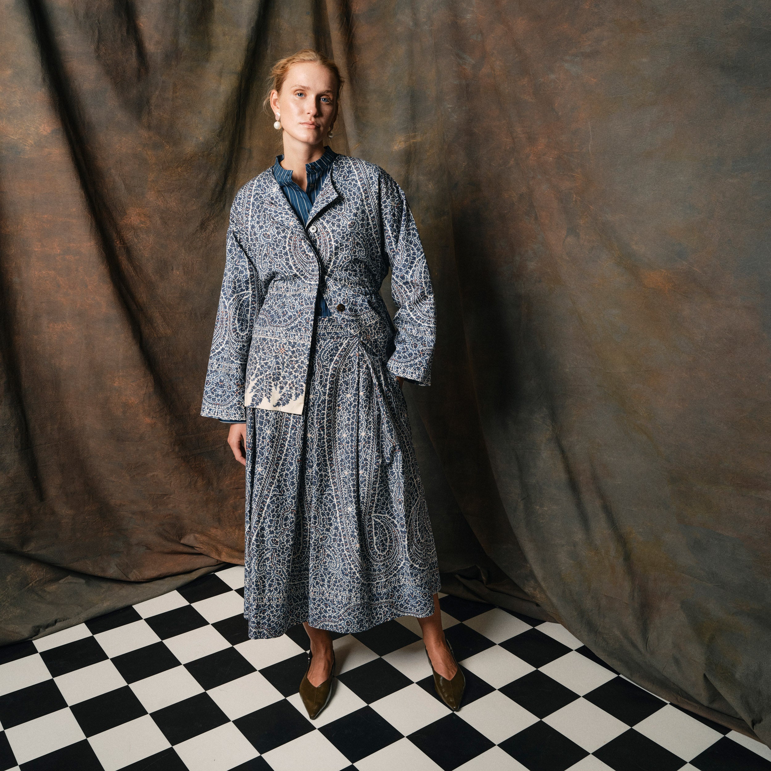 Tapis Noir Diana Jacket - Blue paisley Jacket Blue