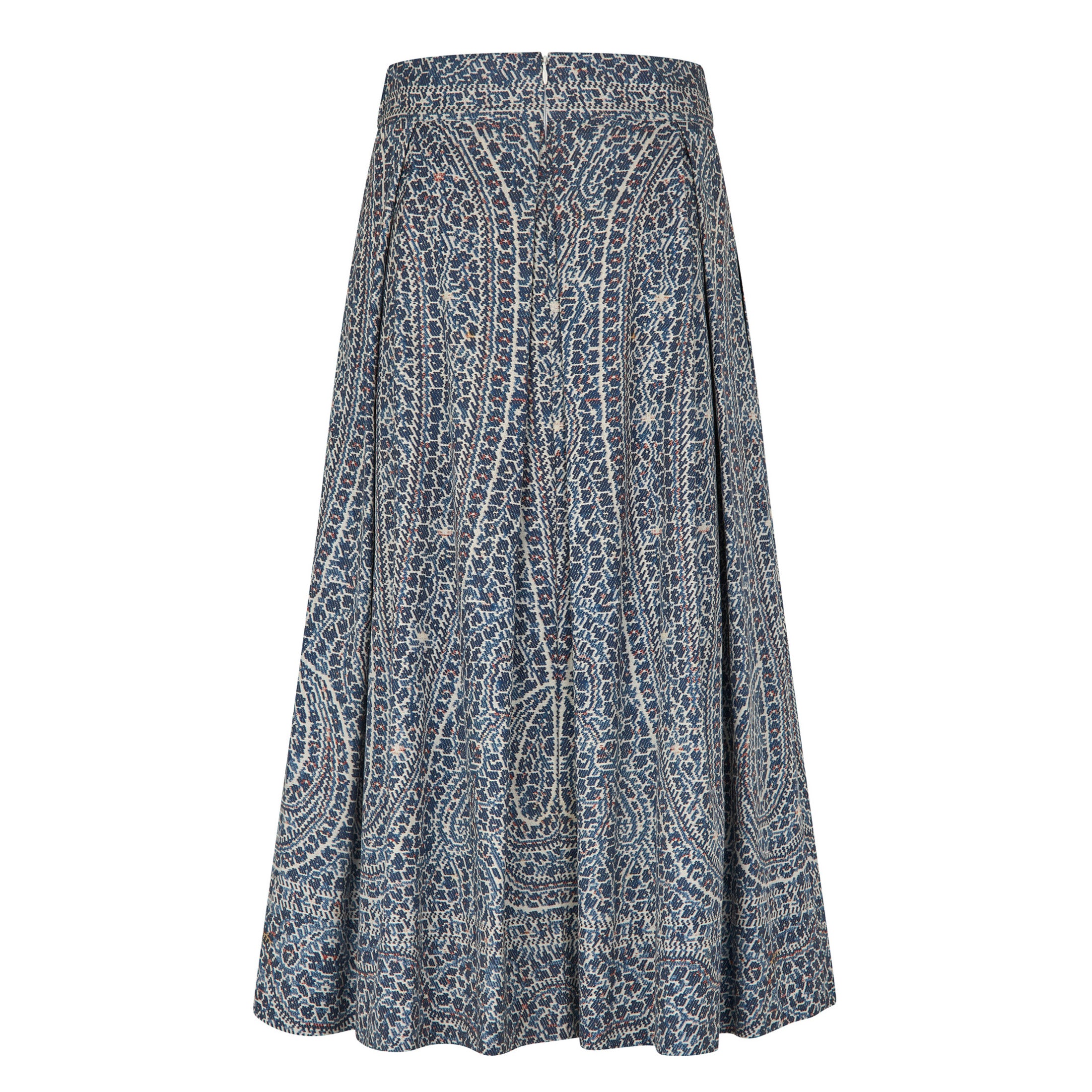Tapis Noir Dilia Silk Skirt - Blue paisley Skirt Blue