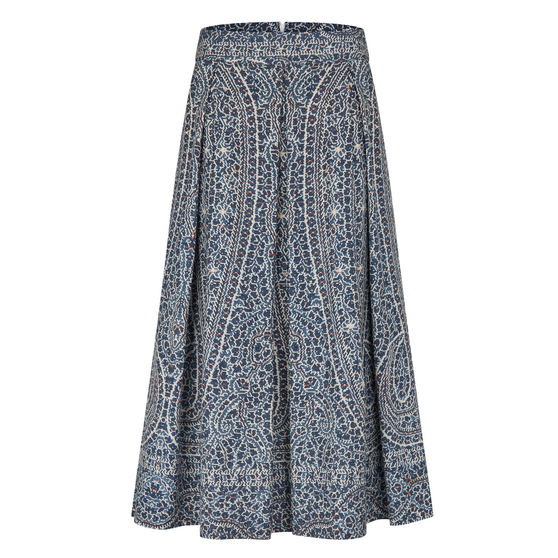 Tapis Noir Dilia Silk Skirt - Blue paisley Skirt Blue