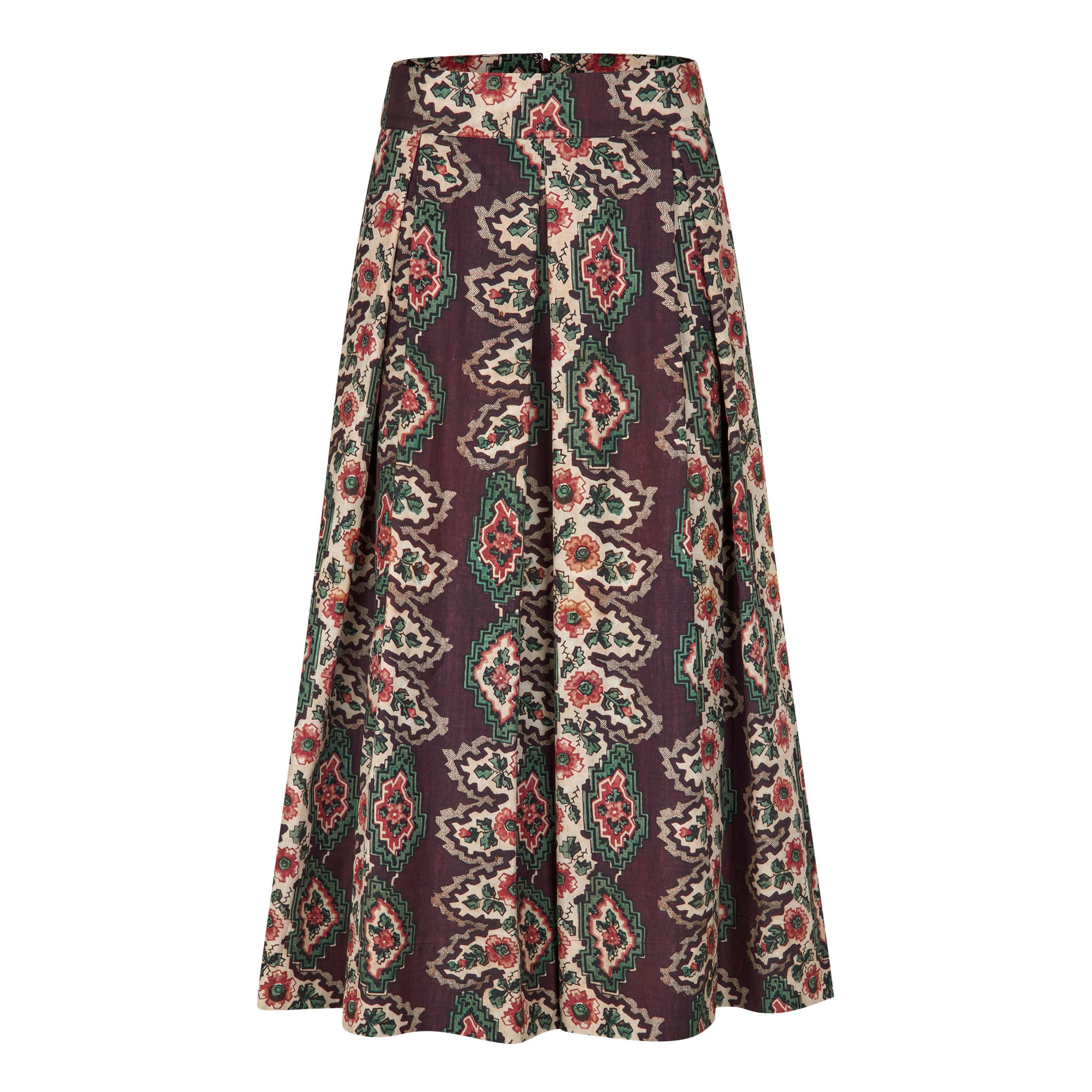 Tapis Noir Dilia Silk Skirt - Geometric stripe Skirt Brown
