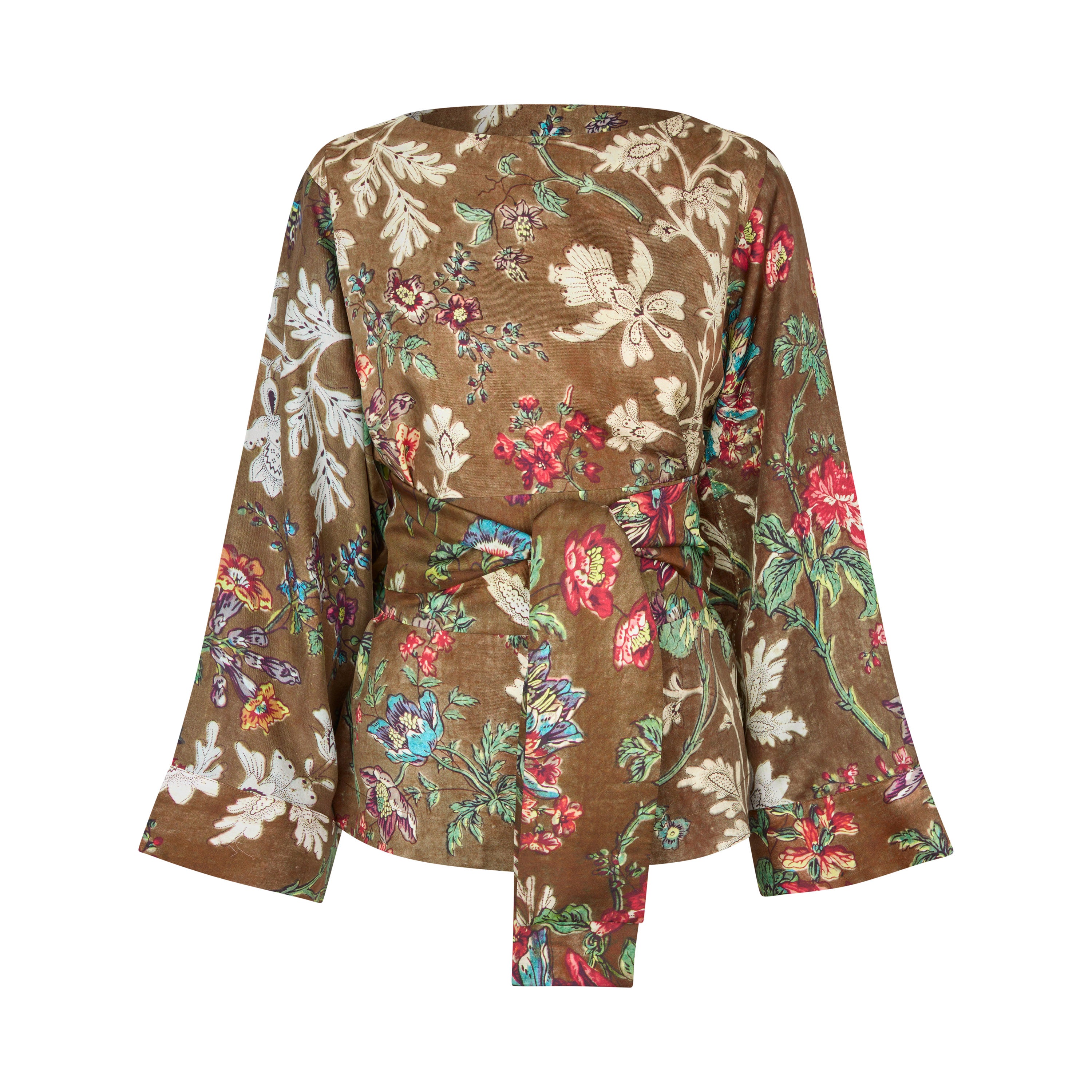 Tapis Noir Felicity Silk Top - Brown Top Brown