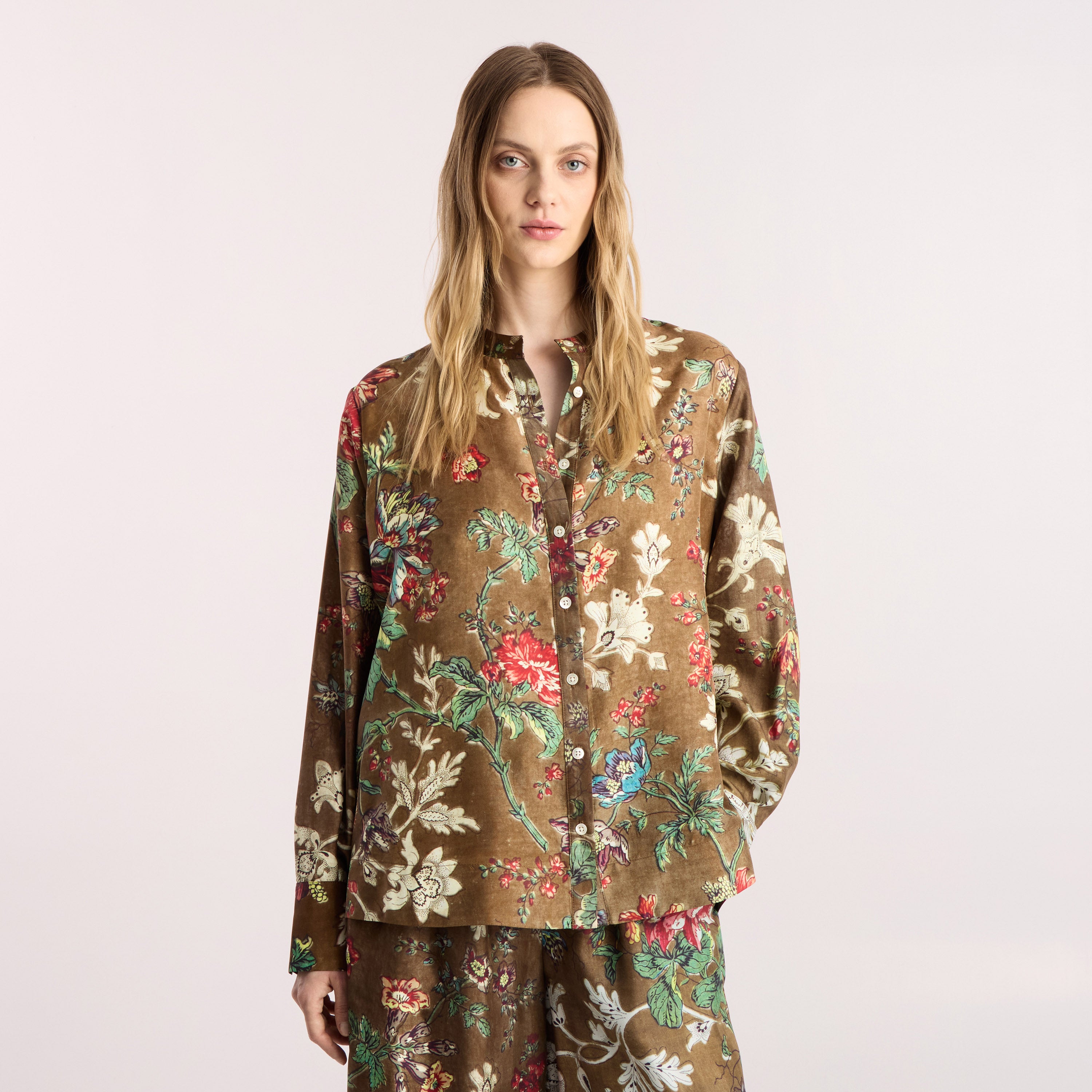 Tapis Noir Fernanda Silk Shirt - Brown Shirt Brown