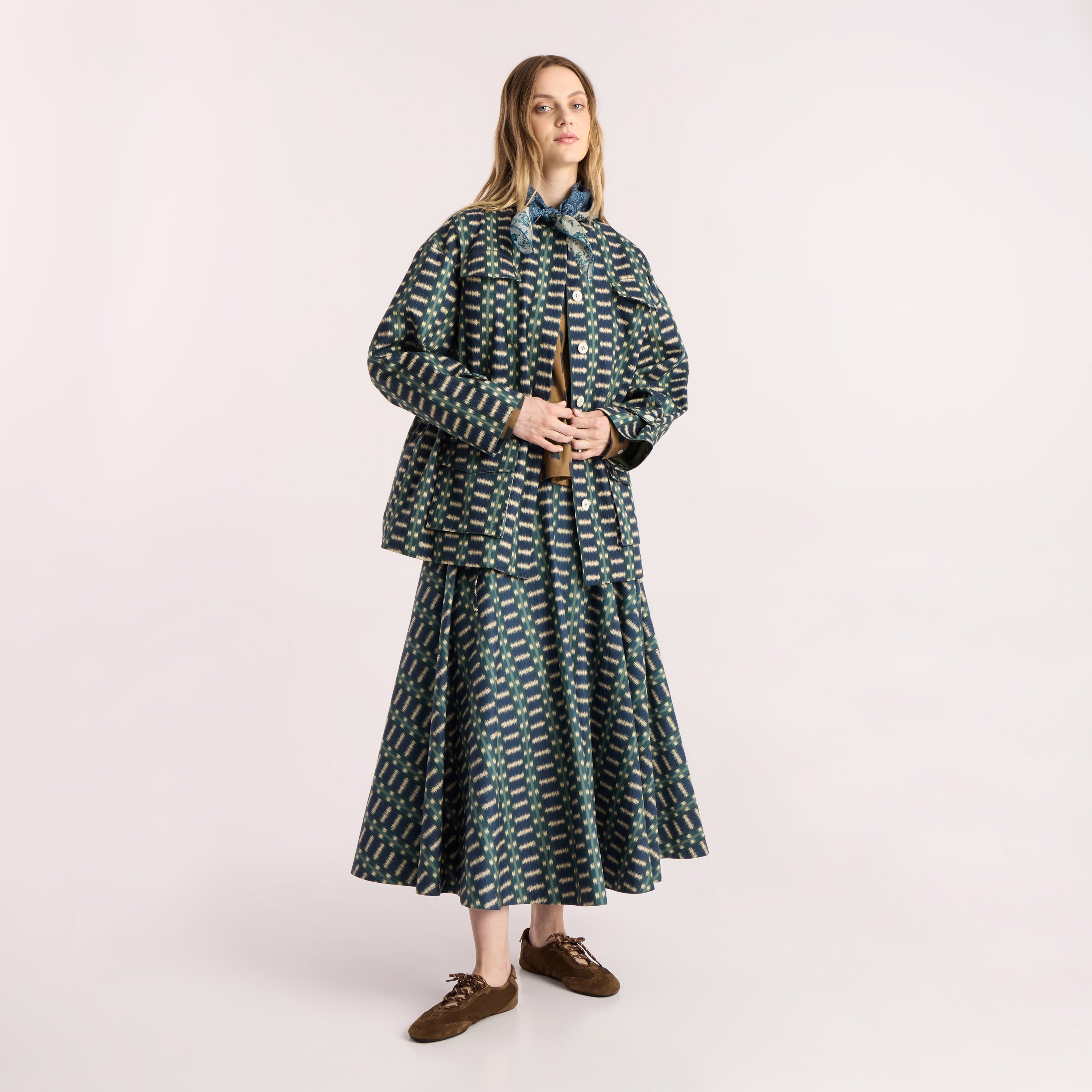 Tapis Noir Flora Cotton Jacket - Blue Jacket Blue