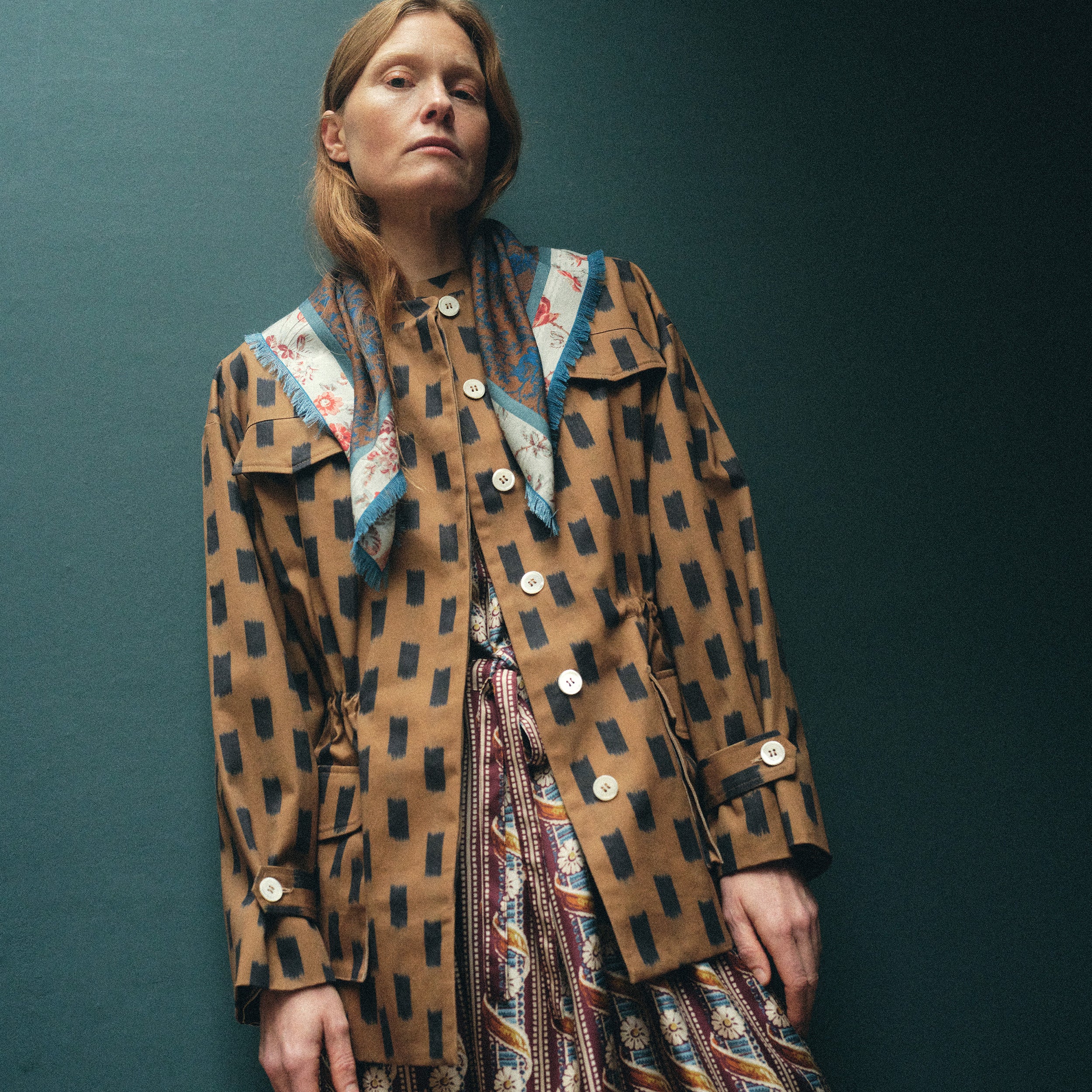 Tapis Noir Flora Cotton Jacket - Camel Jacket Beige