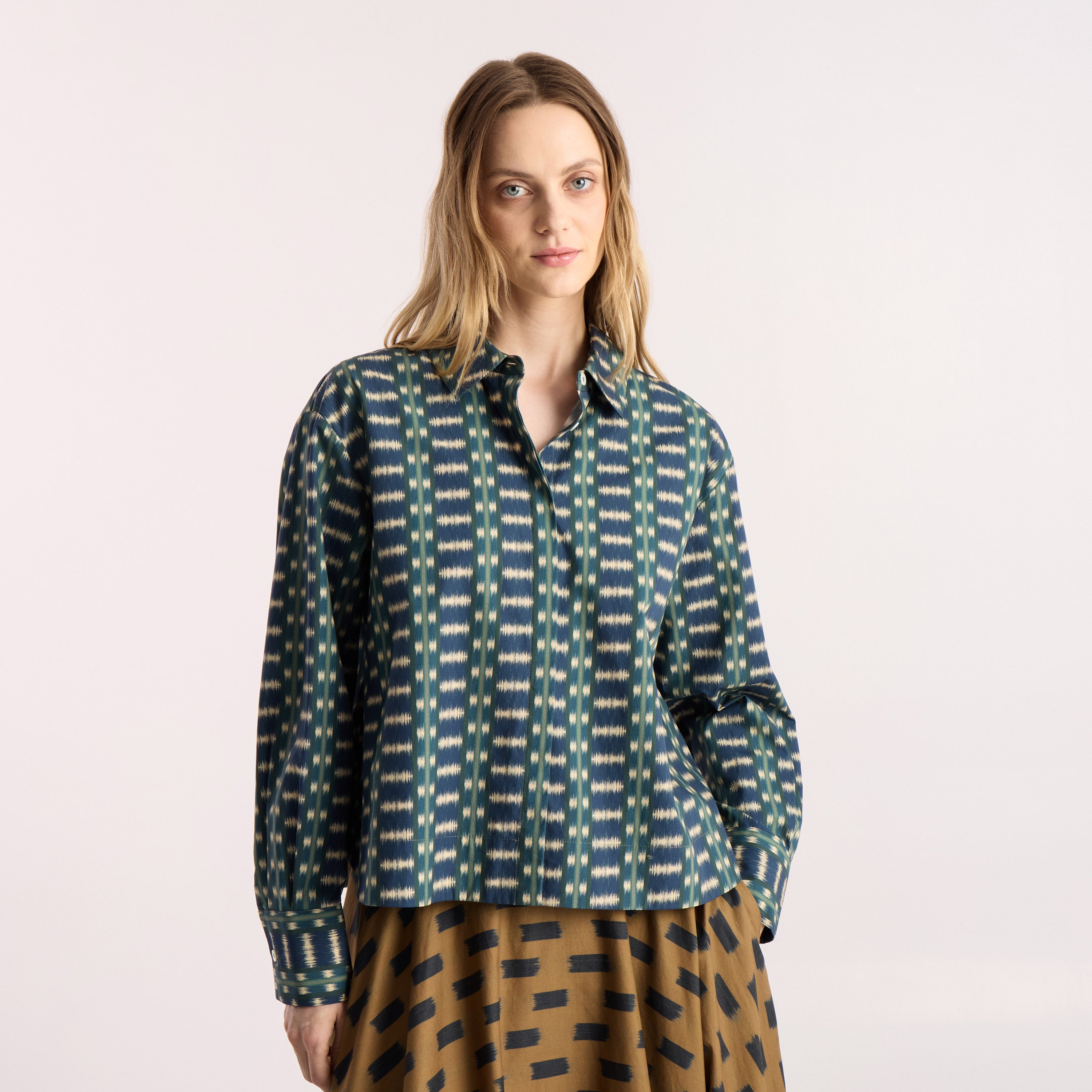 Tapis Noir Frances Cotton Shirt - Blue Shirt Blue