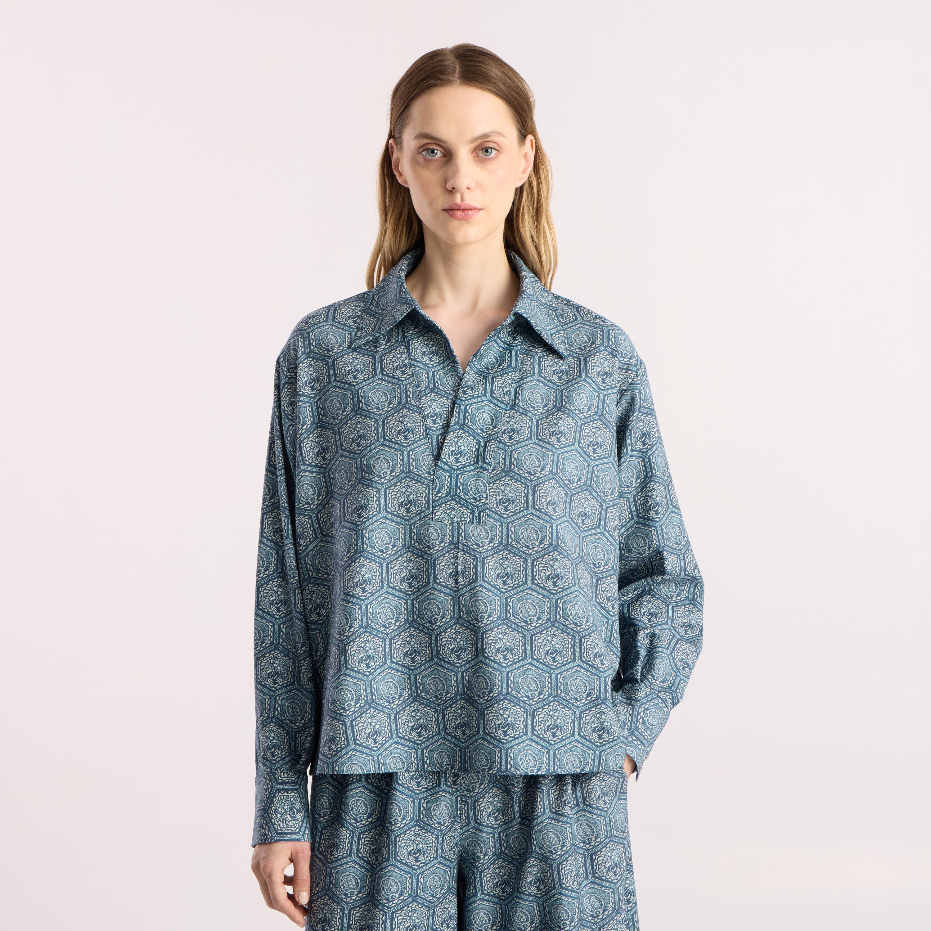 Tapis Noir Francisca Wool Shirt - Blue Shirt Blue