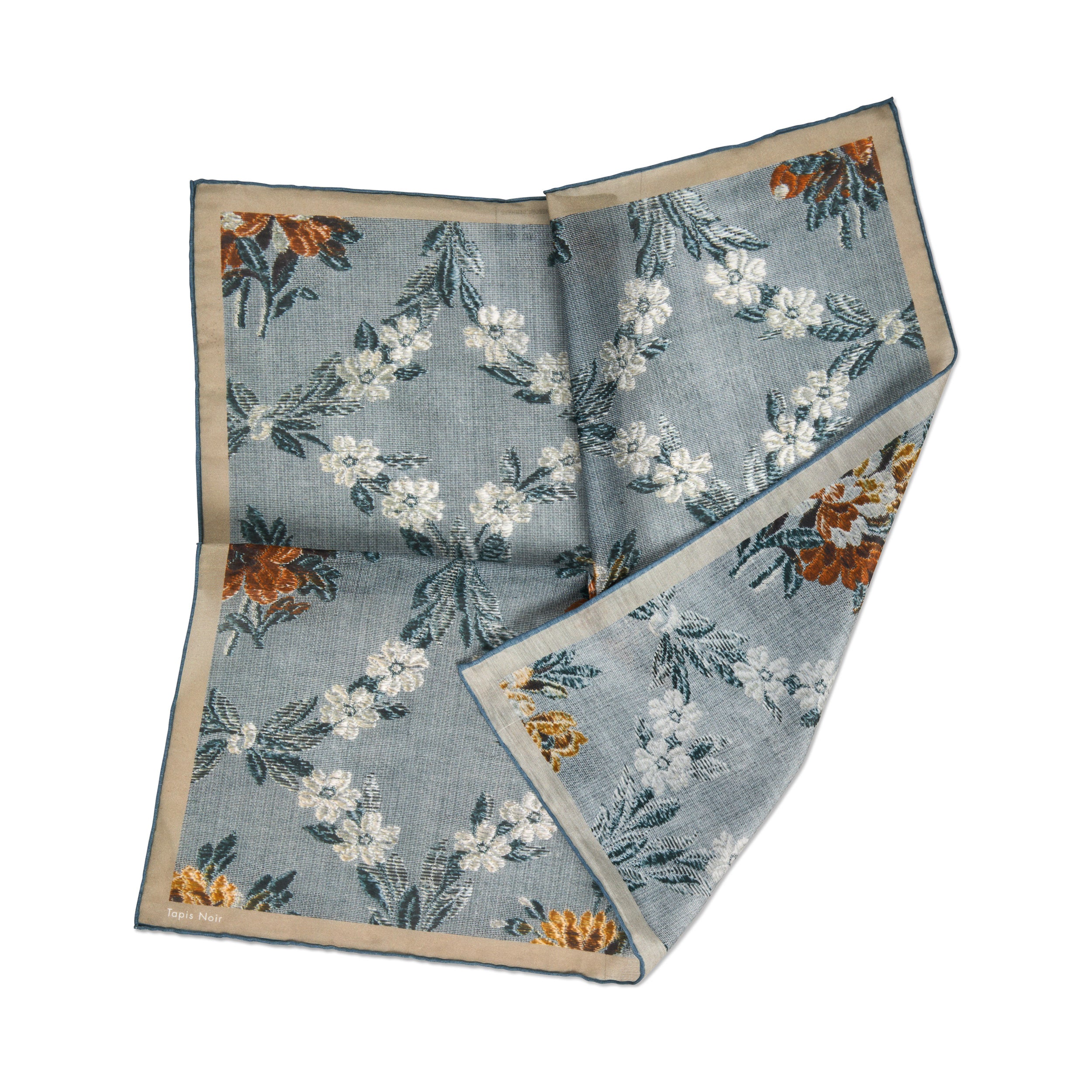 Tapis Noir Handkerchief Blue Flower Handkerchief Blue