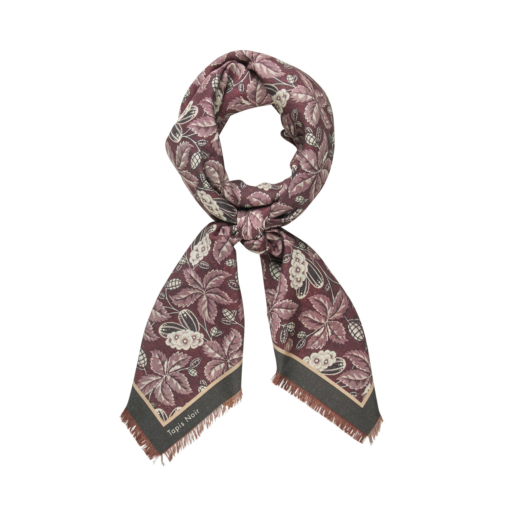 Tapis Noir Large Bordeaux Bloom Scarf Large Bordeaux