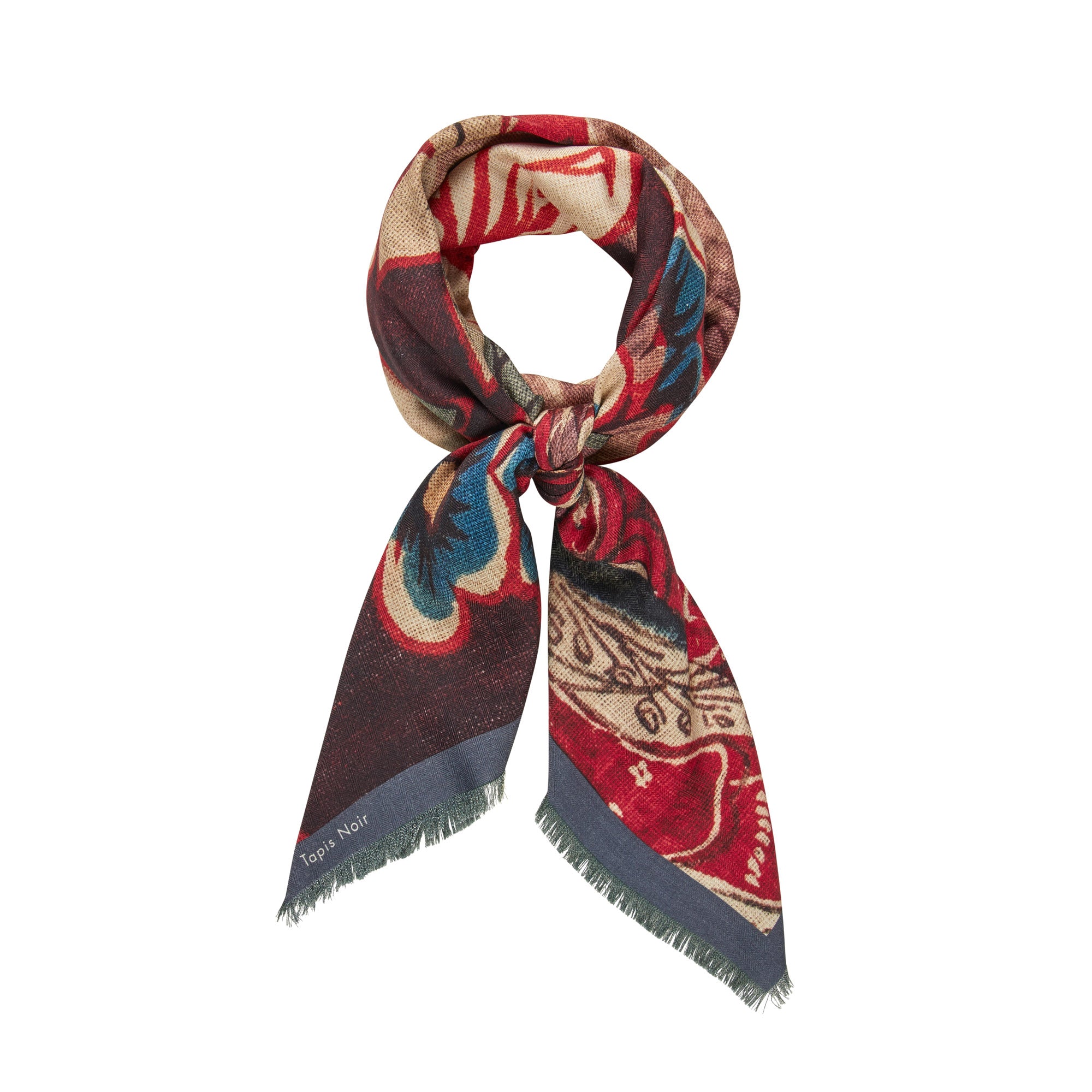 Tapis Noir Large Dark Bloom Scarf Large Bordeaux