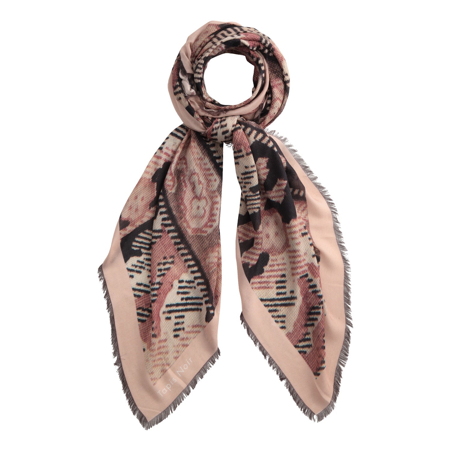 Tapis Noir Large Pattern Scarf Large Ethnic