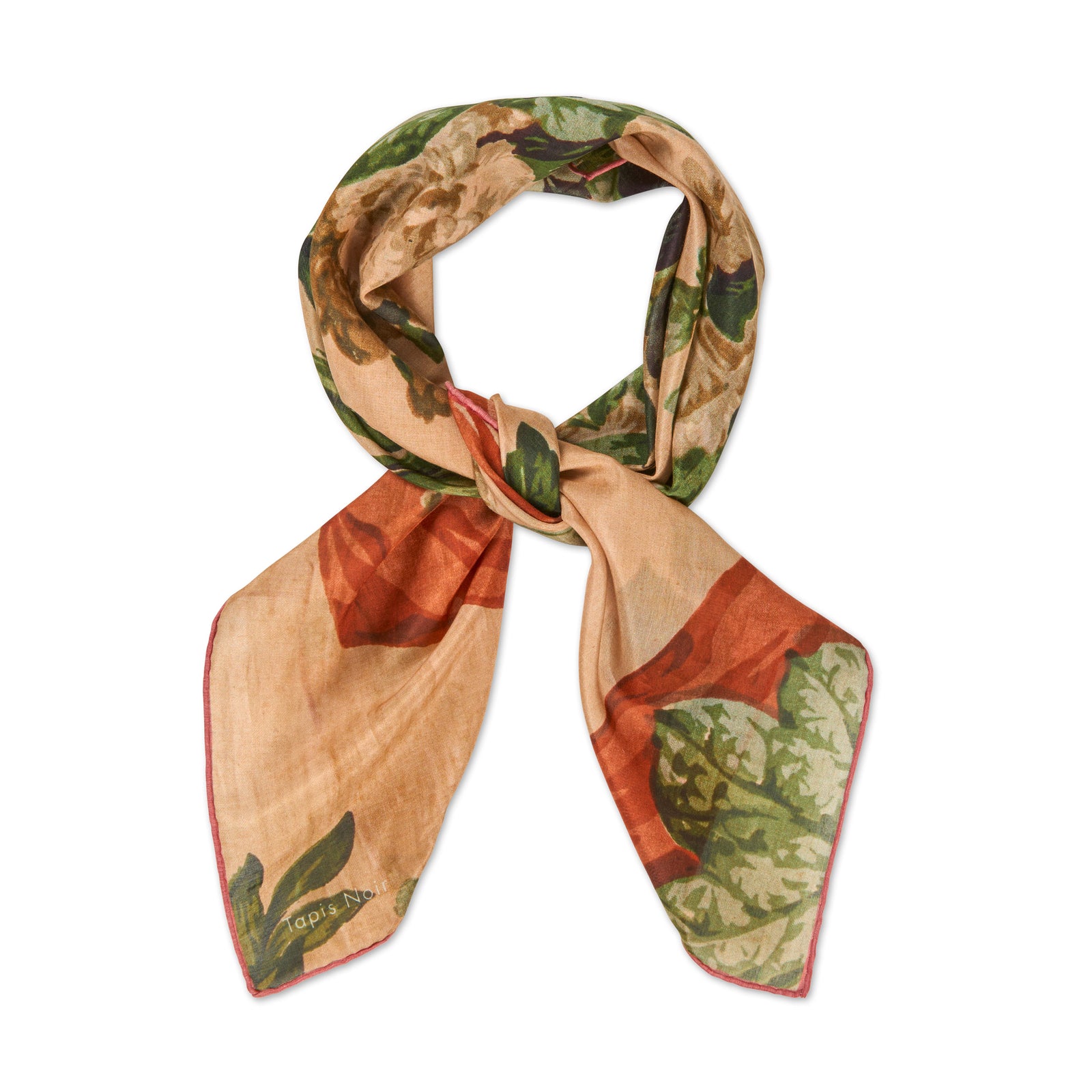 Light Scarf — Neutral Floral Pattern Lightweight Scarf