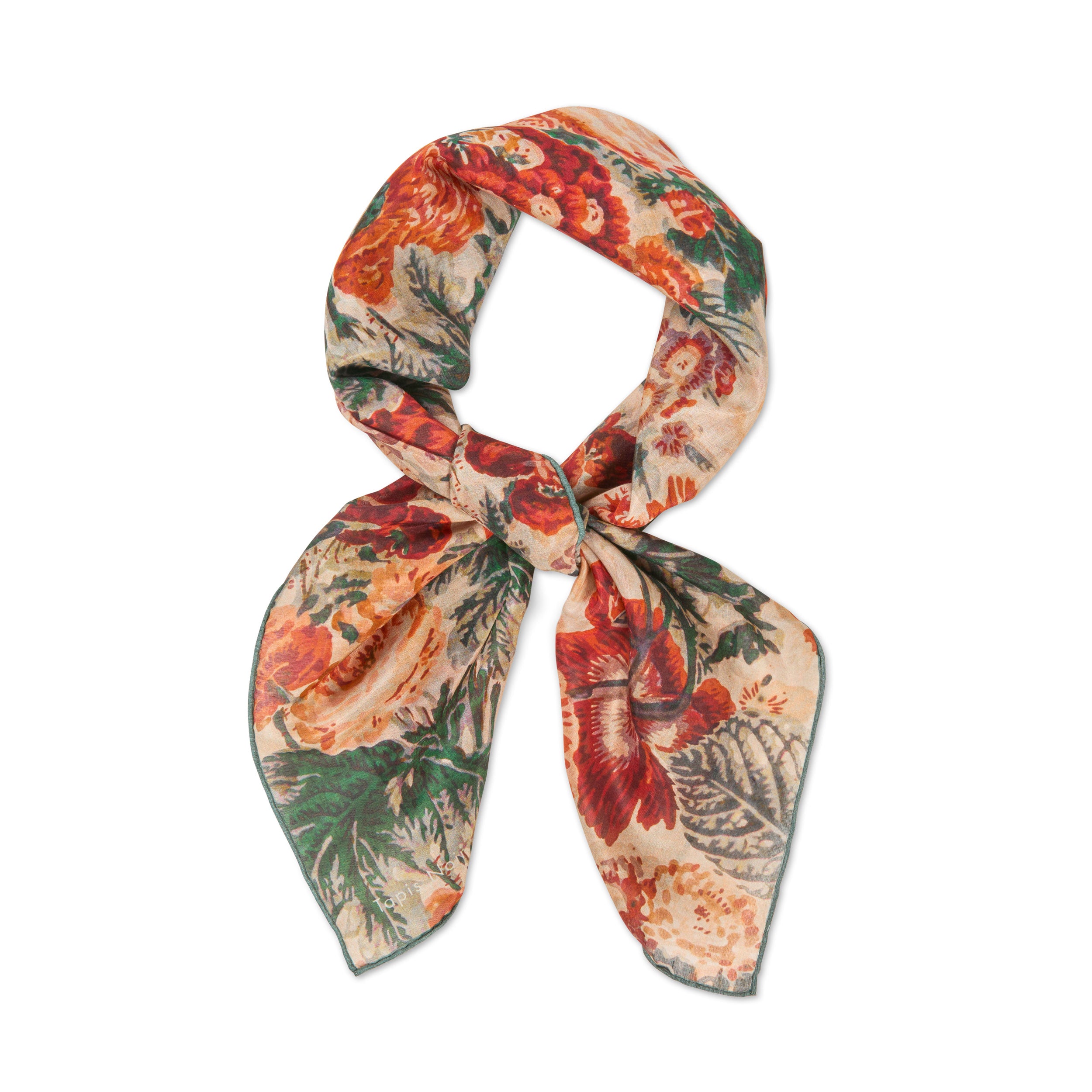 Tapis Noir Light Warm Flower Scarf Light Red