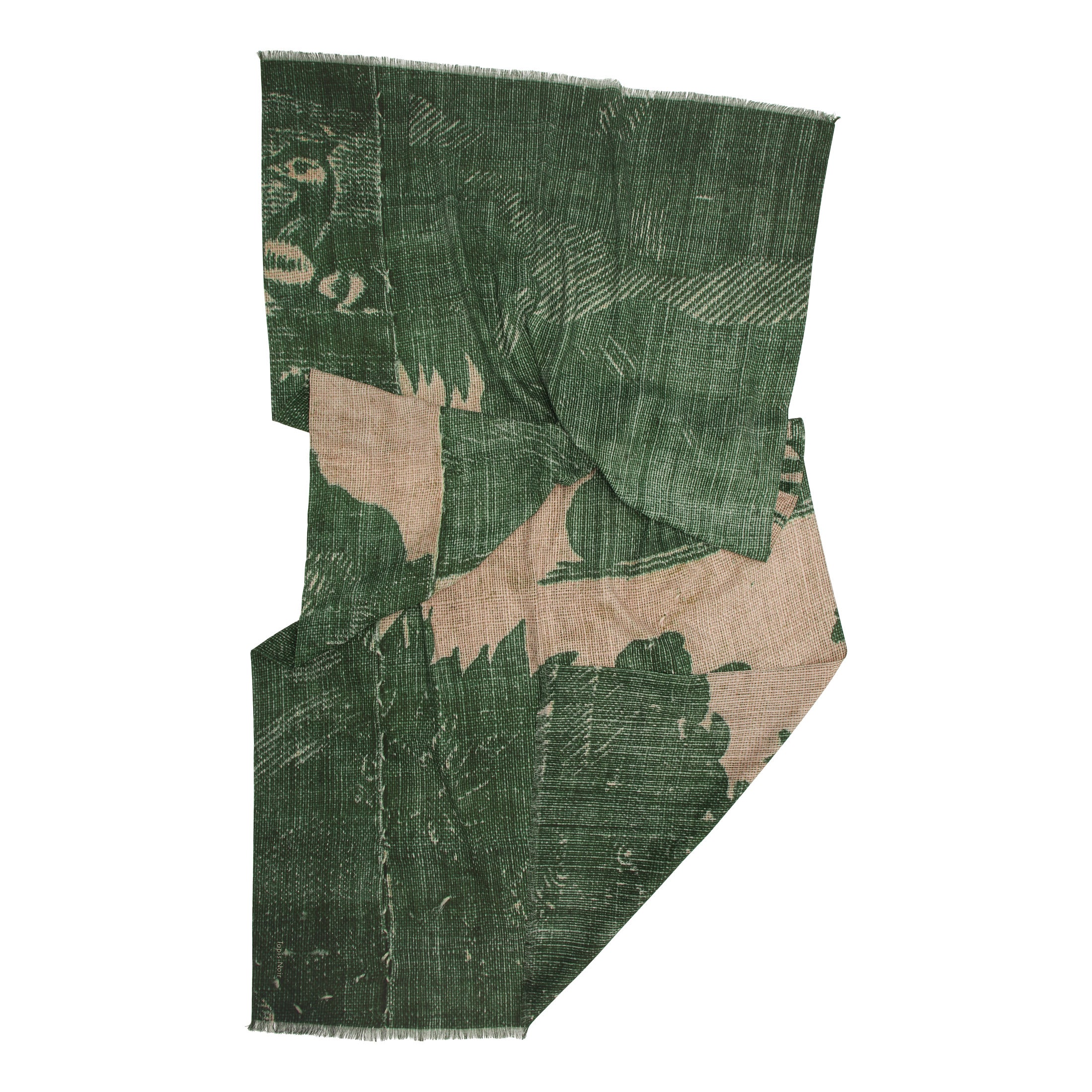 Tapis Noir Linen Green Toile Scarf Long Green