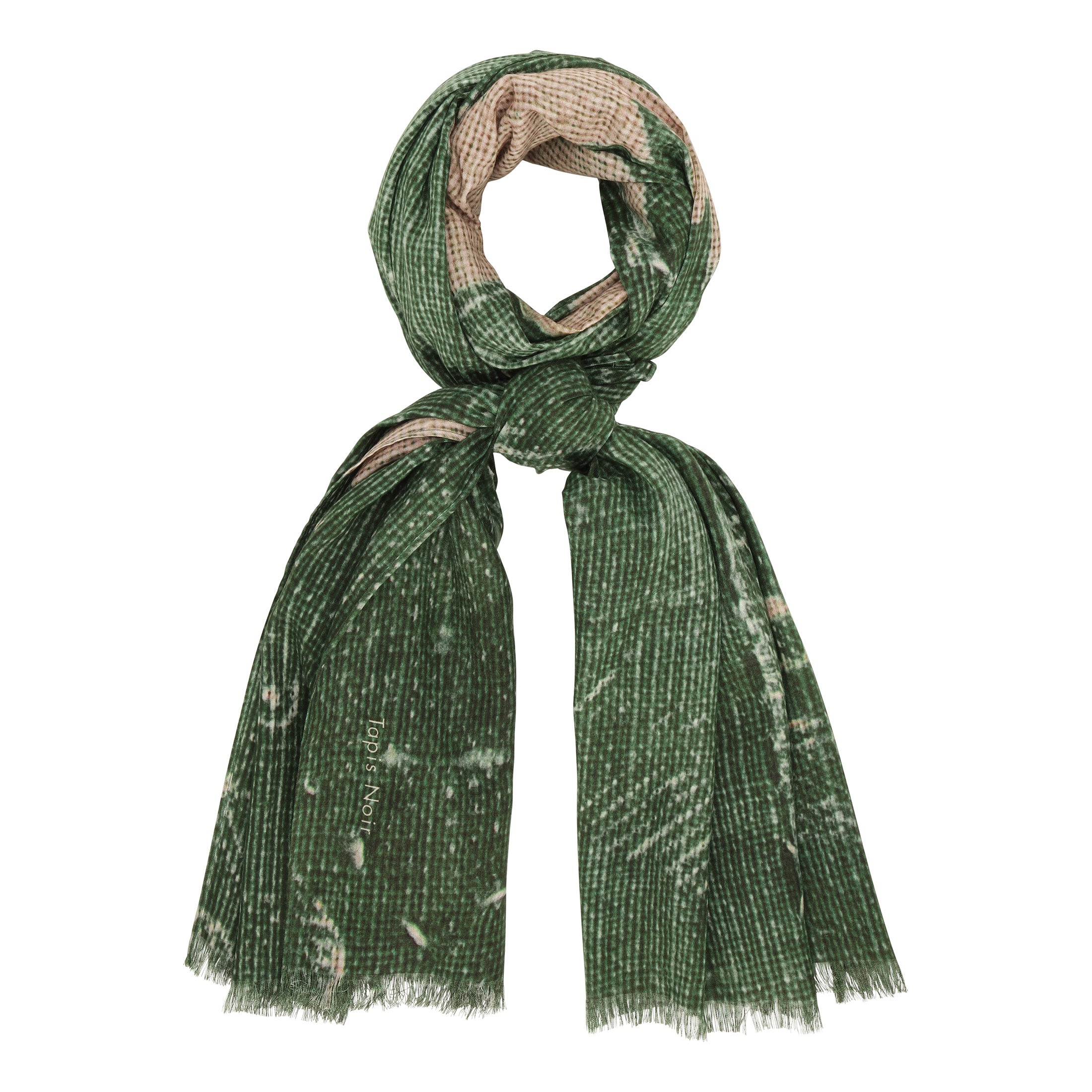 Tapis Noir Linen Green Toile Scarf Long Green