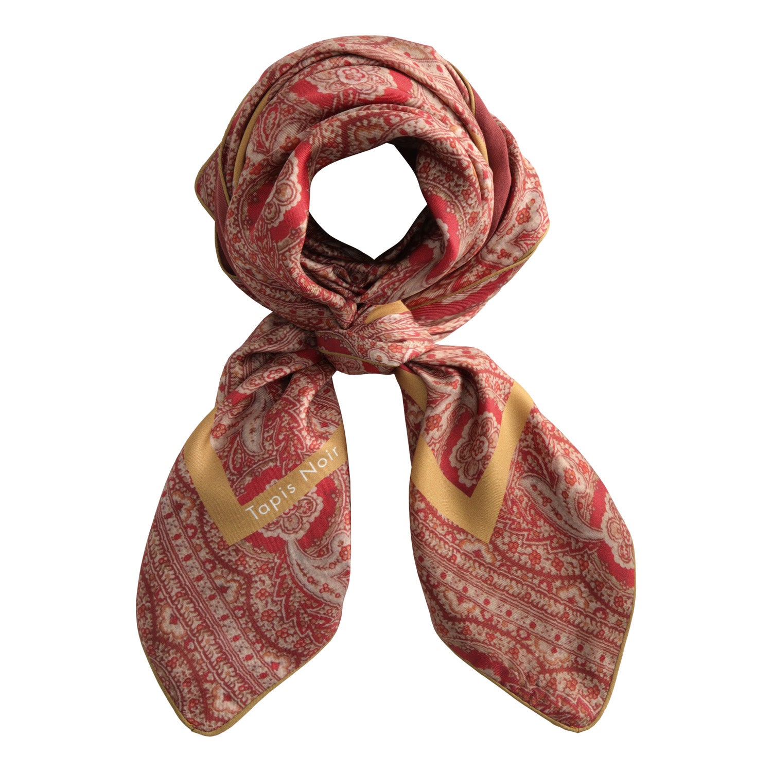 Tapis Noir Signature Red Pattern Scarf Signature Ethnic